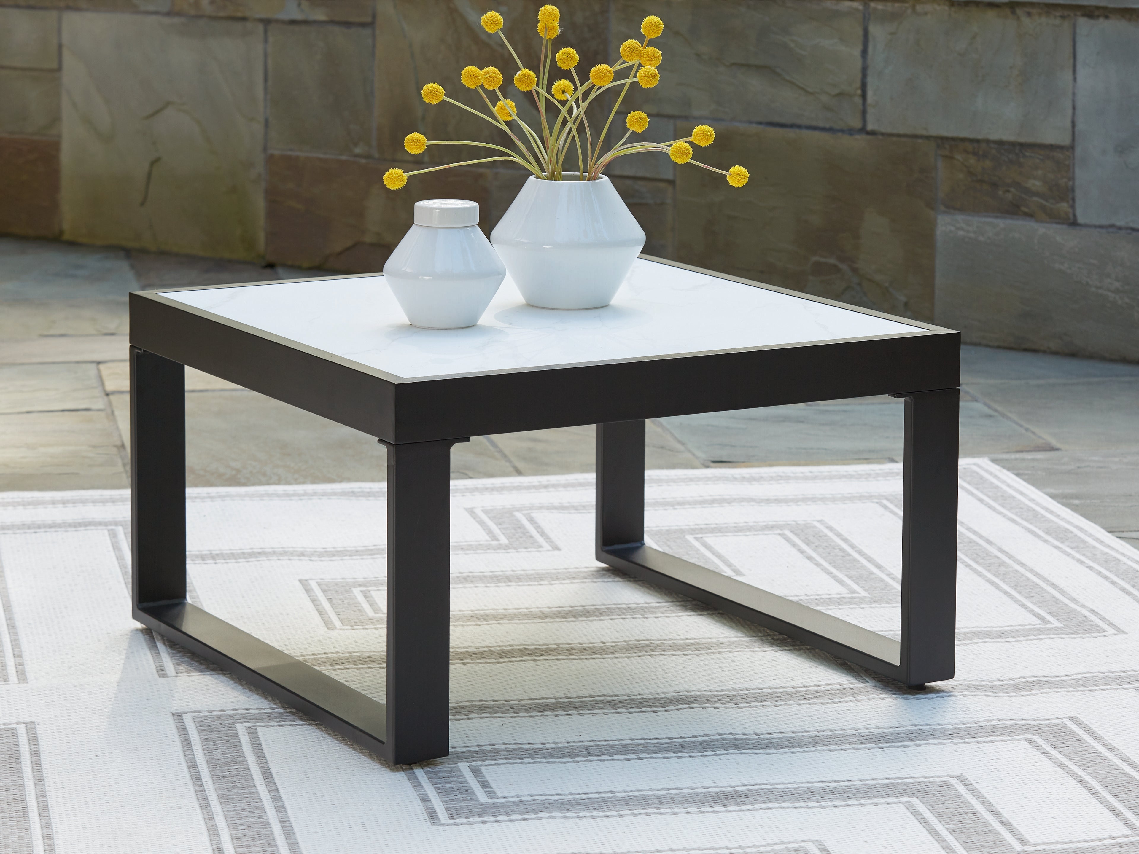 Sectionals for Less - Ashley Furniture - Beachloft Outdoor - Square Cocktail Table / Black/Gray - P490-708