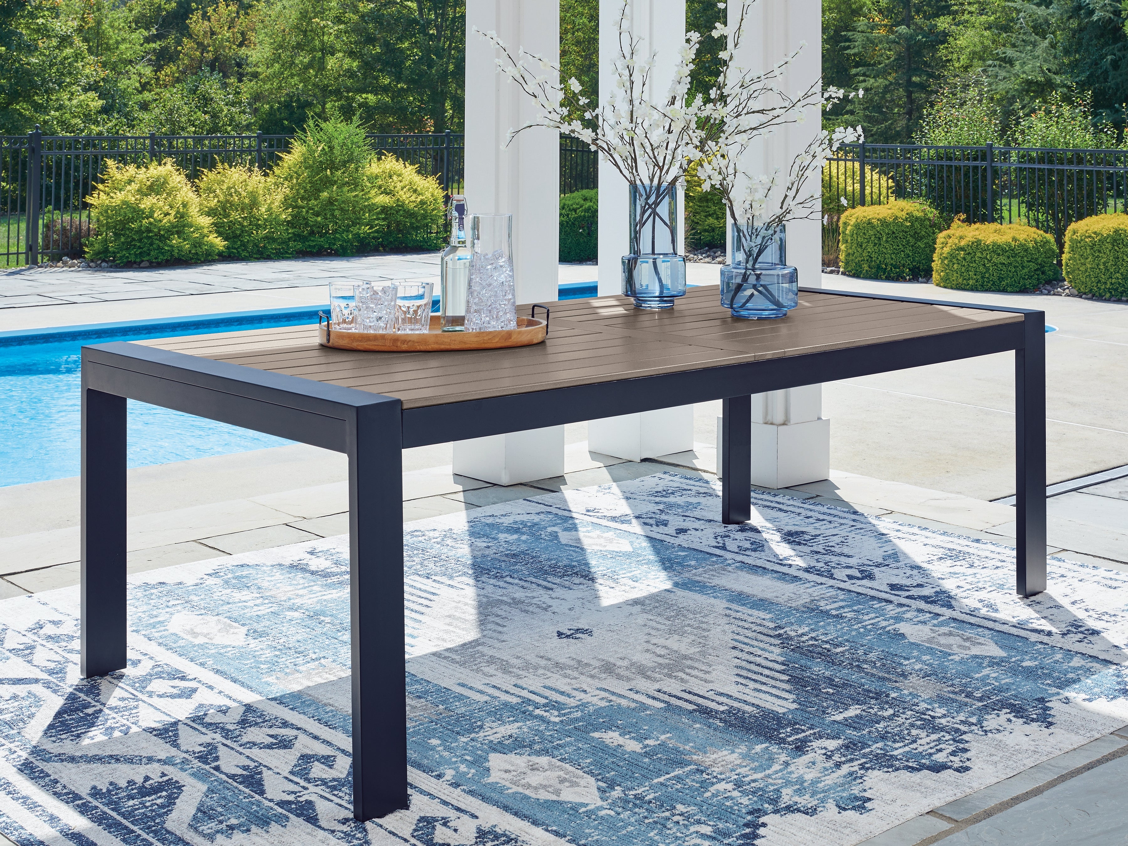Sectionals for Less - Ashley Furniture - East Beach Outdoor - RECT Dining Table w/UMB OPT - PCP587-625