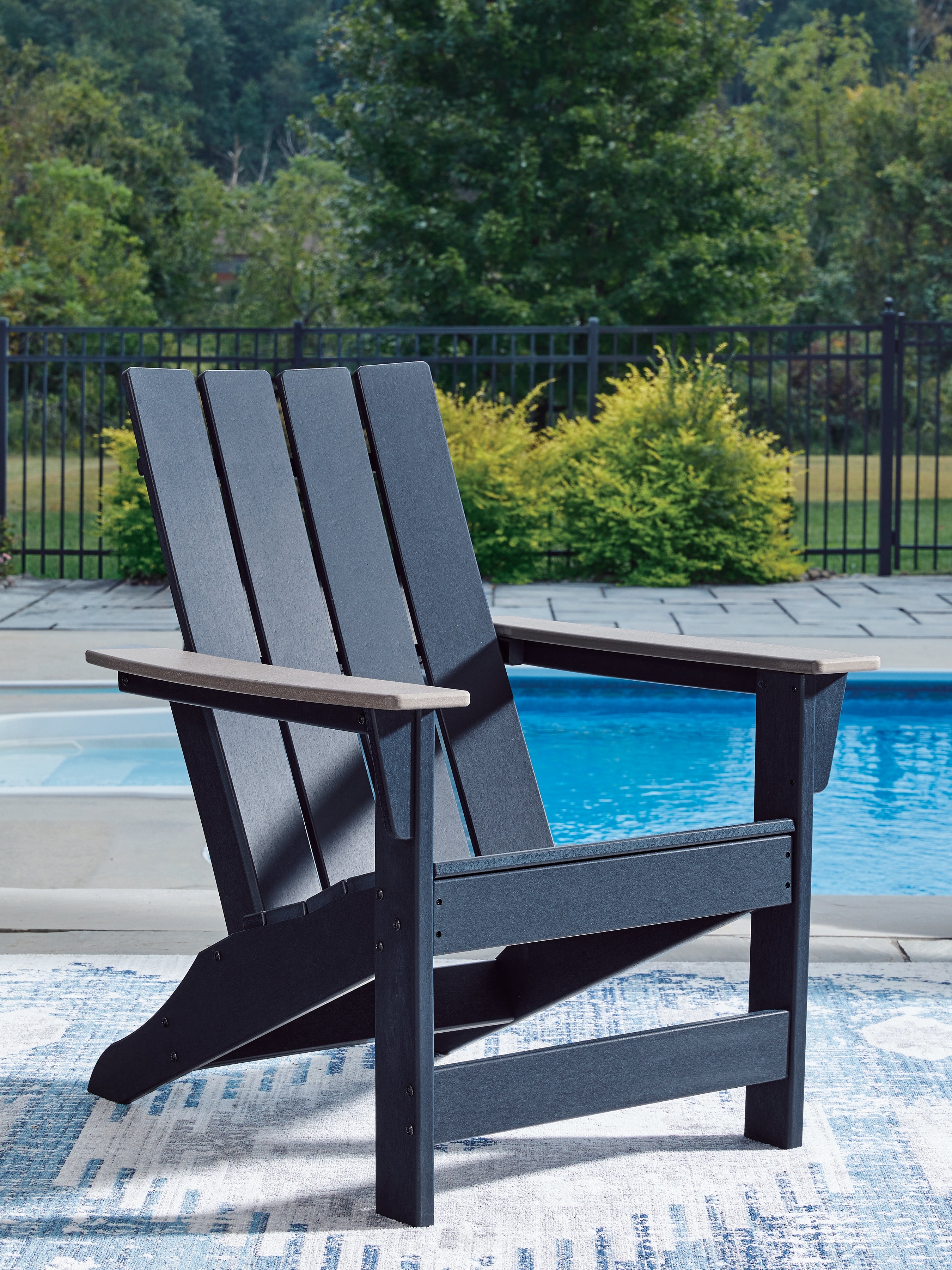 Sectionals for Less - Ashley Furniture - East Beach Outdoor - Adirondack Chair / Navy Blue/Driftwood - PCP587-898