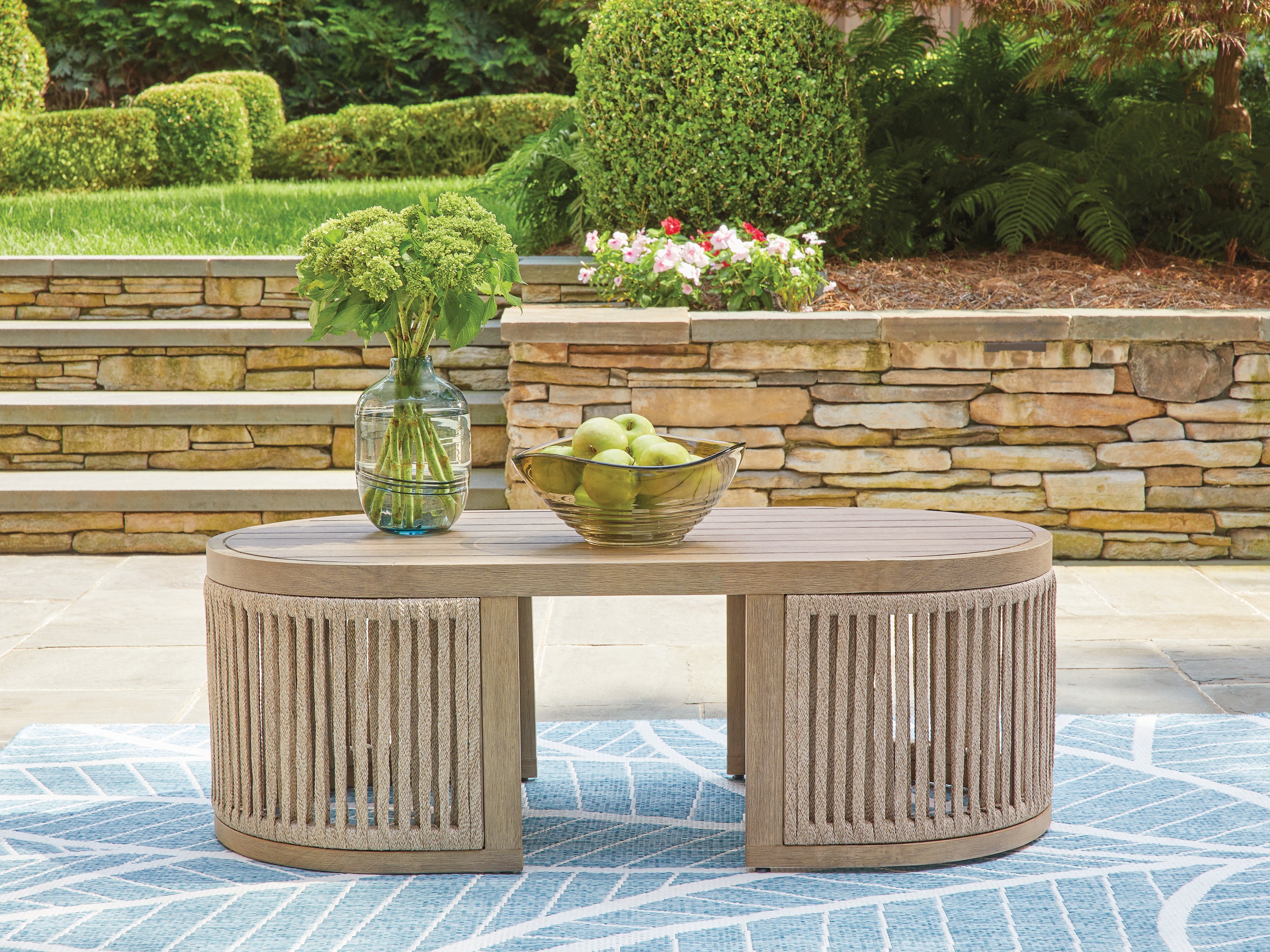 Sectionals for Less - Ashley Furniture - Serena Shores Outdoor - Rectangular Cocktail Table / Beige - PCP604-701