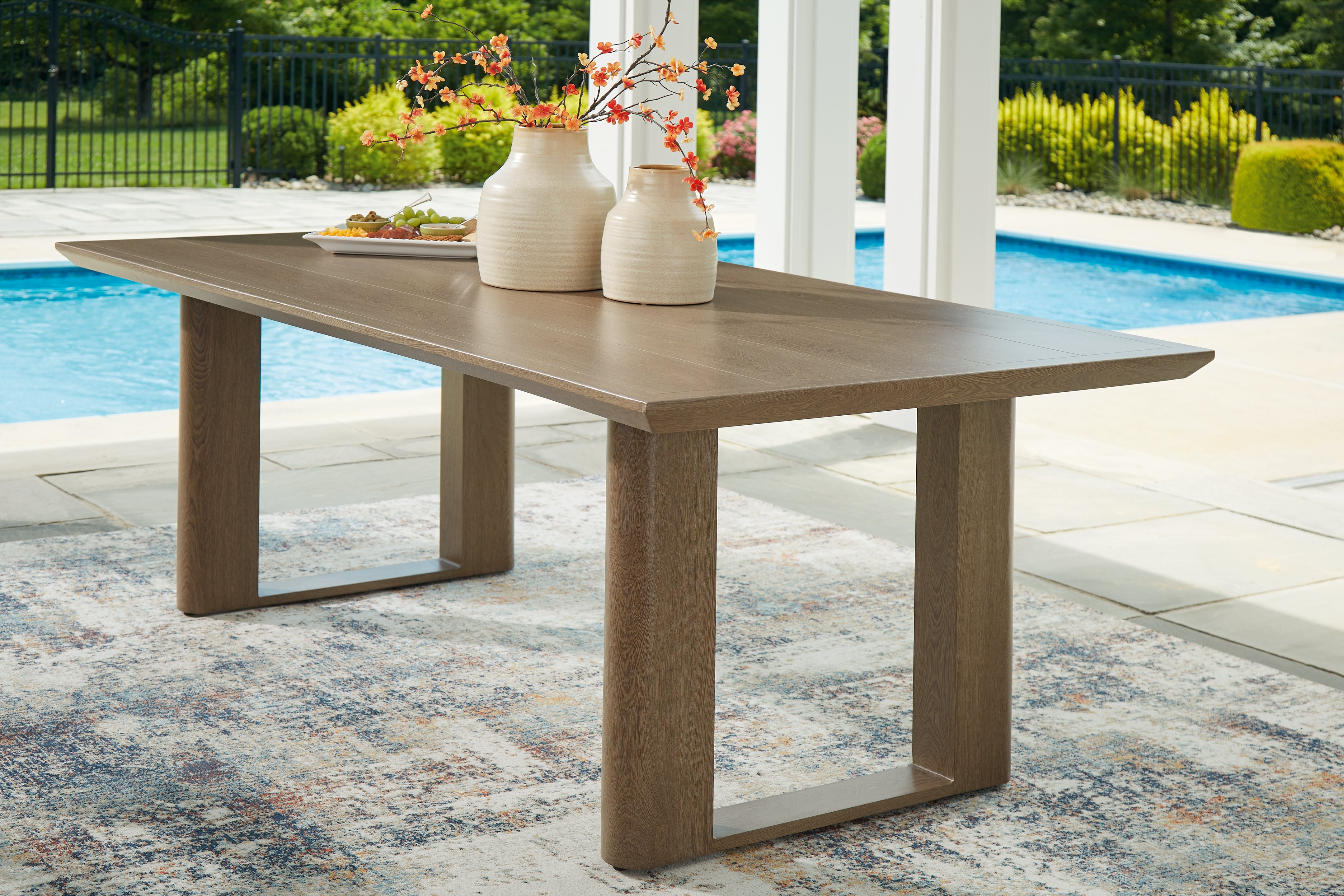 Sectionals for Less - Ashley Furniture - Serene Bay Outdoor - RECT Dining Table w/UMB OPT / Dark Brown - P671-625