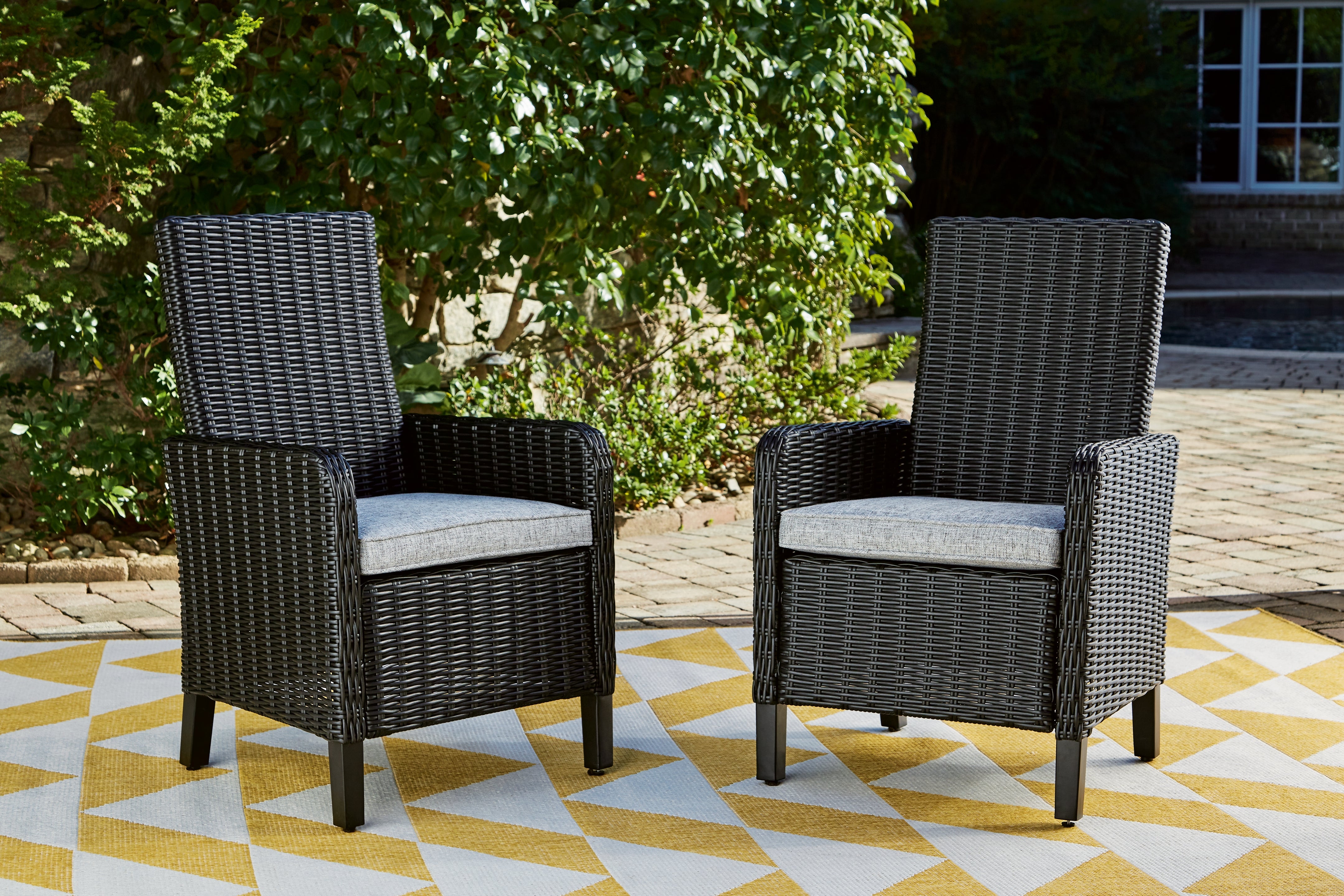 Sectionals for Less - Ashley Furniture - Beachcroft Outdoor - Arm Chair With Cushion (Set of 2) / Black/Light Gray - P792-601A