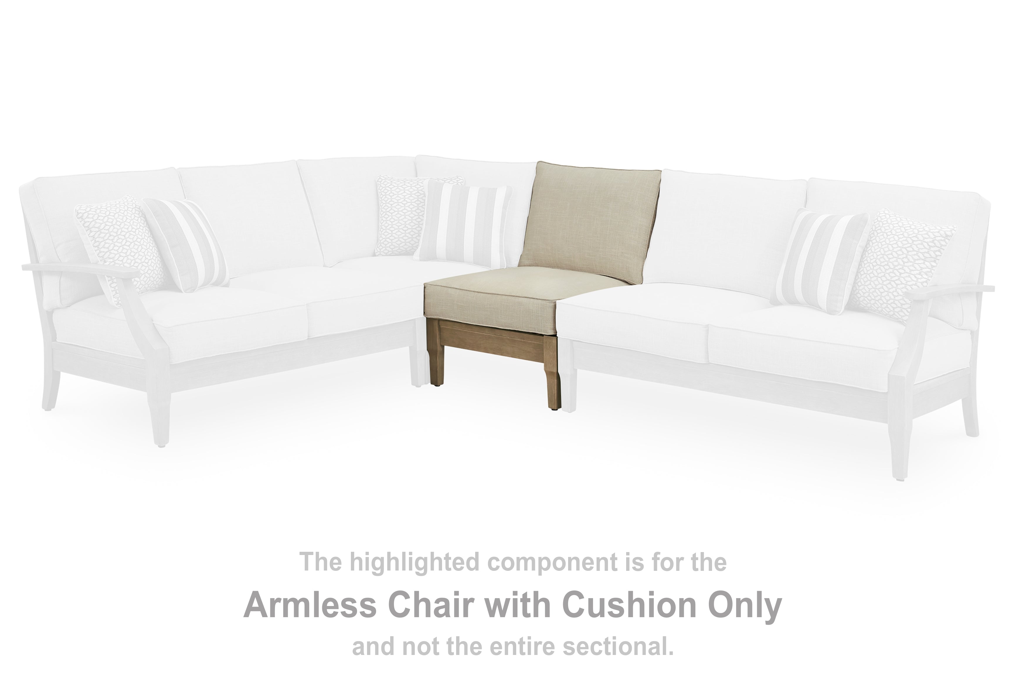 Sectionals for Less - Ashley Furniture - Clare View Outdoor - Armless Chair w/Cushion / Beige - P801-846