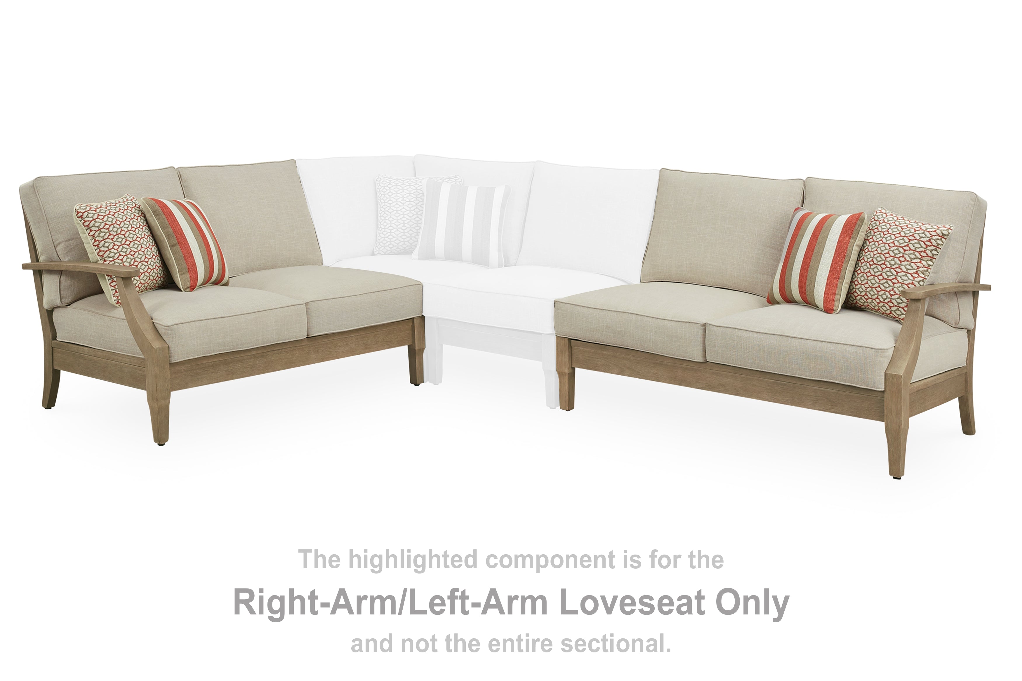 Sectionals for Less - Ashley Furniture - Clare View Outdoor - RAF/LAF Loveseat w/CUSH (Set of 2) / Beige - P801-854