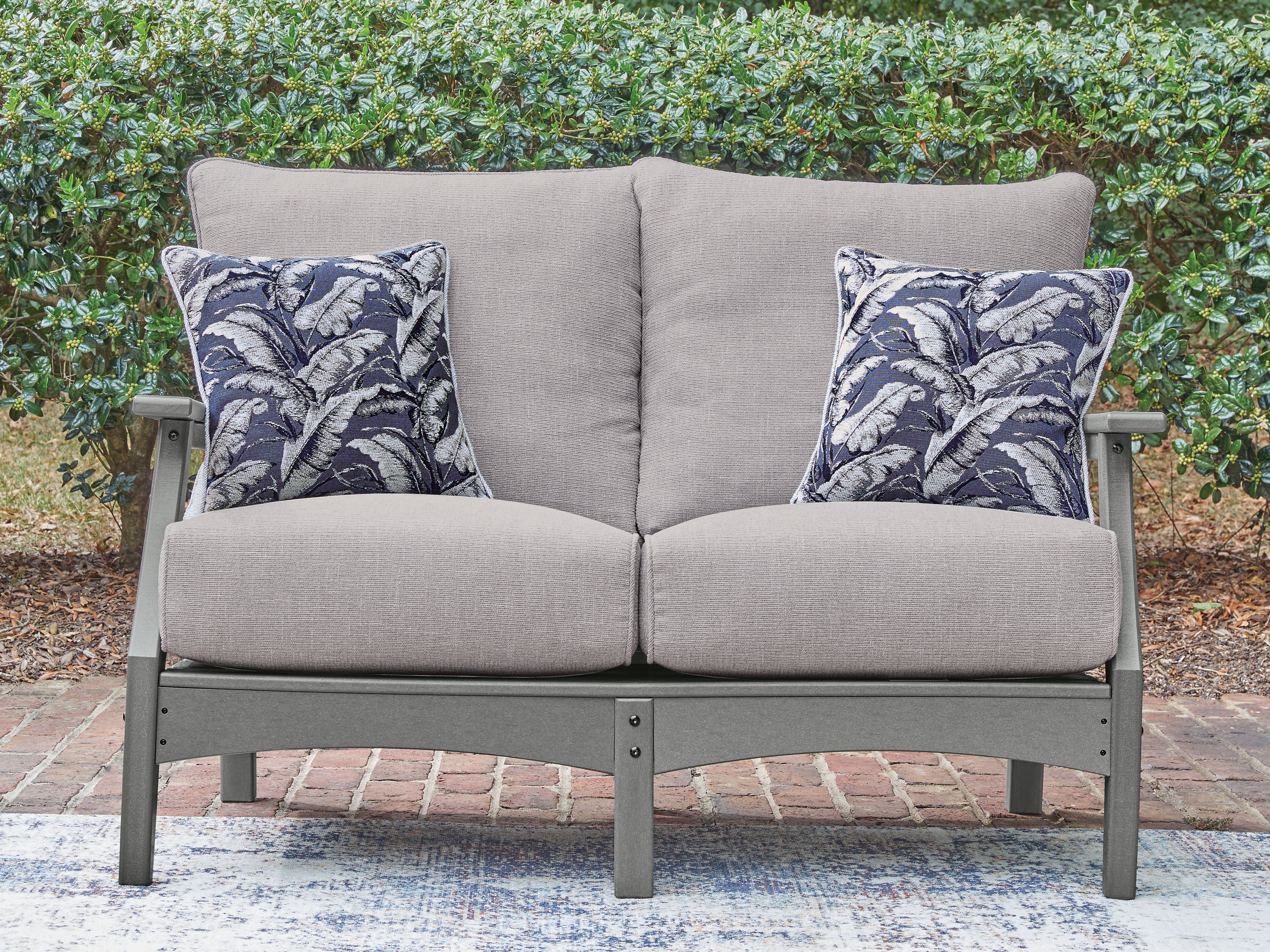 Sectionals for Less - Ashley Furniture - Cove Beach Outdoor - Loveseat w/Cushion / Gray - PCP803-835