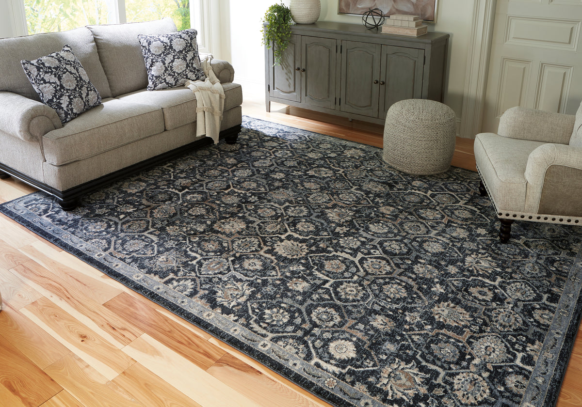 Sectionals for Less - Ashley Furniture - Hilcott Rug - 7'10" x 10'6" Rug / Blue/Cream/Brown - R406111