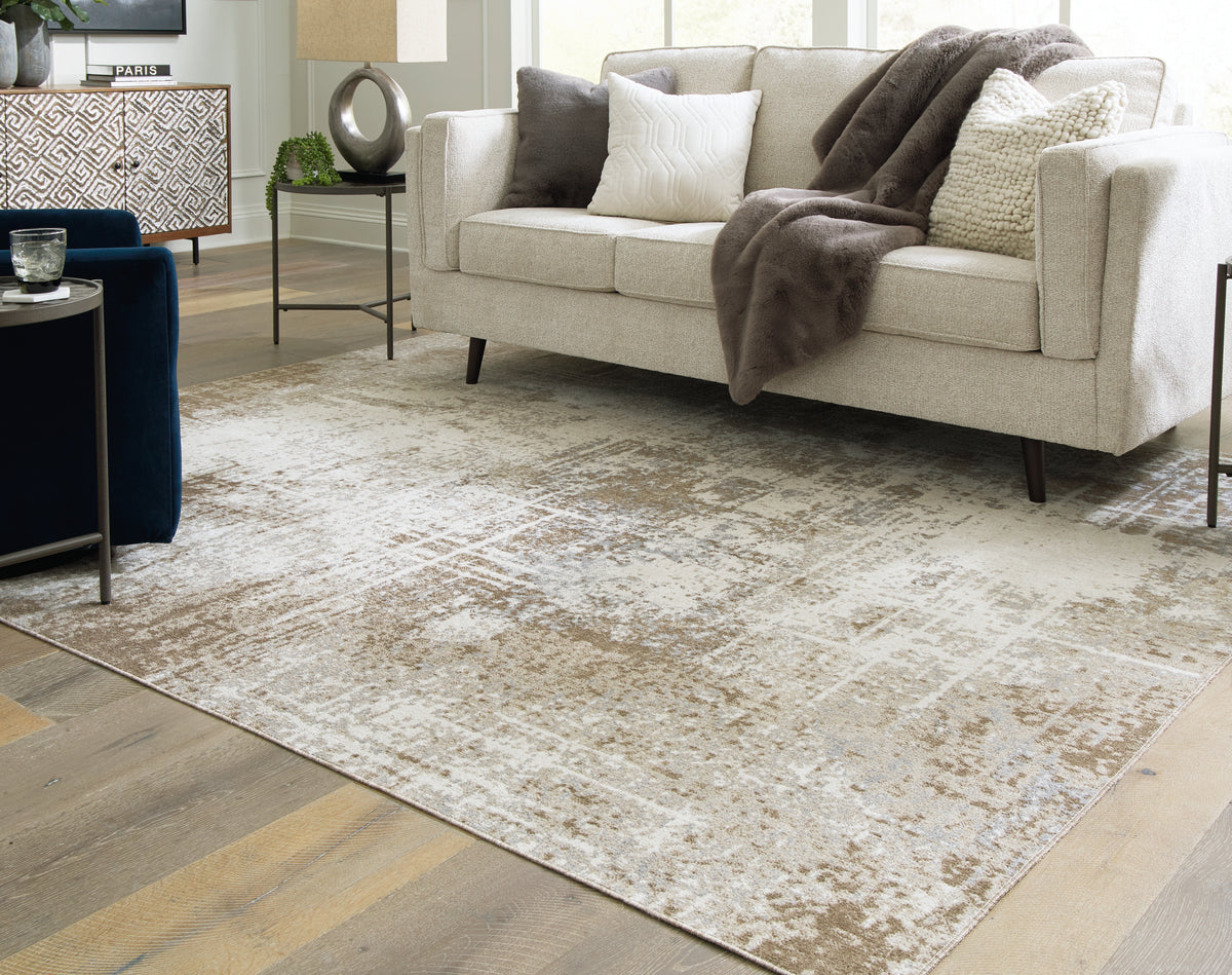 Sectionals for Less - Ashley Furniture - Grifflain Rug - 5'1" x 7' Washable Rug / Tan/Brown/Gray - R406232