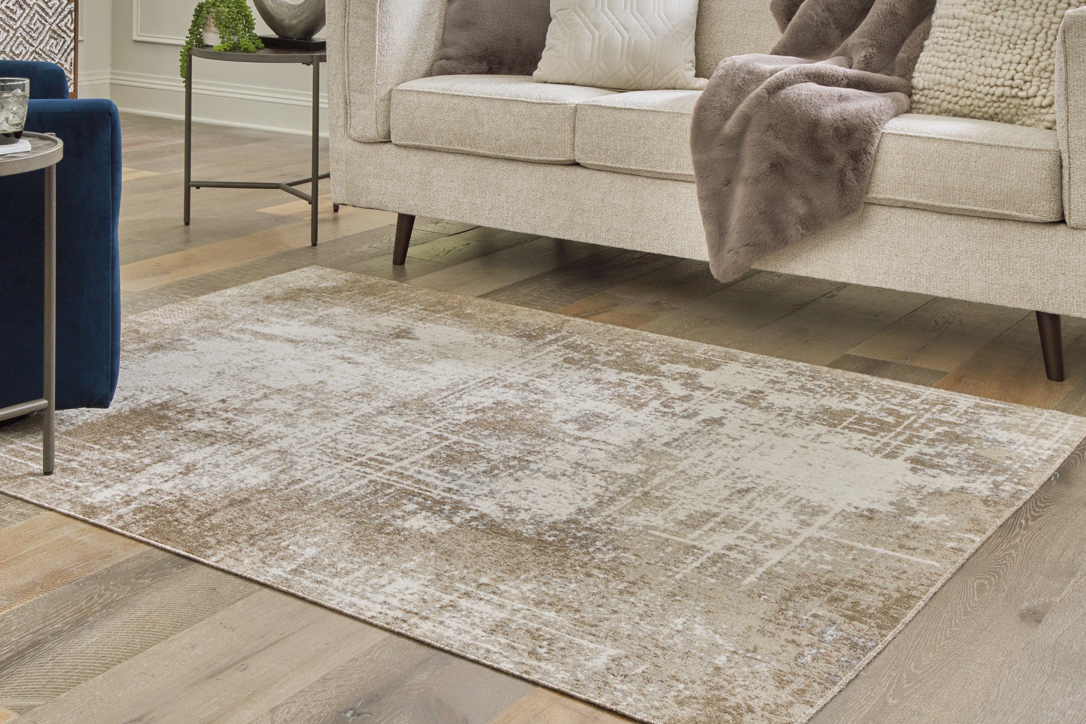 Sectionals for Less - Ashley Furniture - Grifflain Rug - 5'1" x 7' Washable Rug / Tan/Brown/Gray - R406232