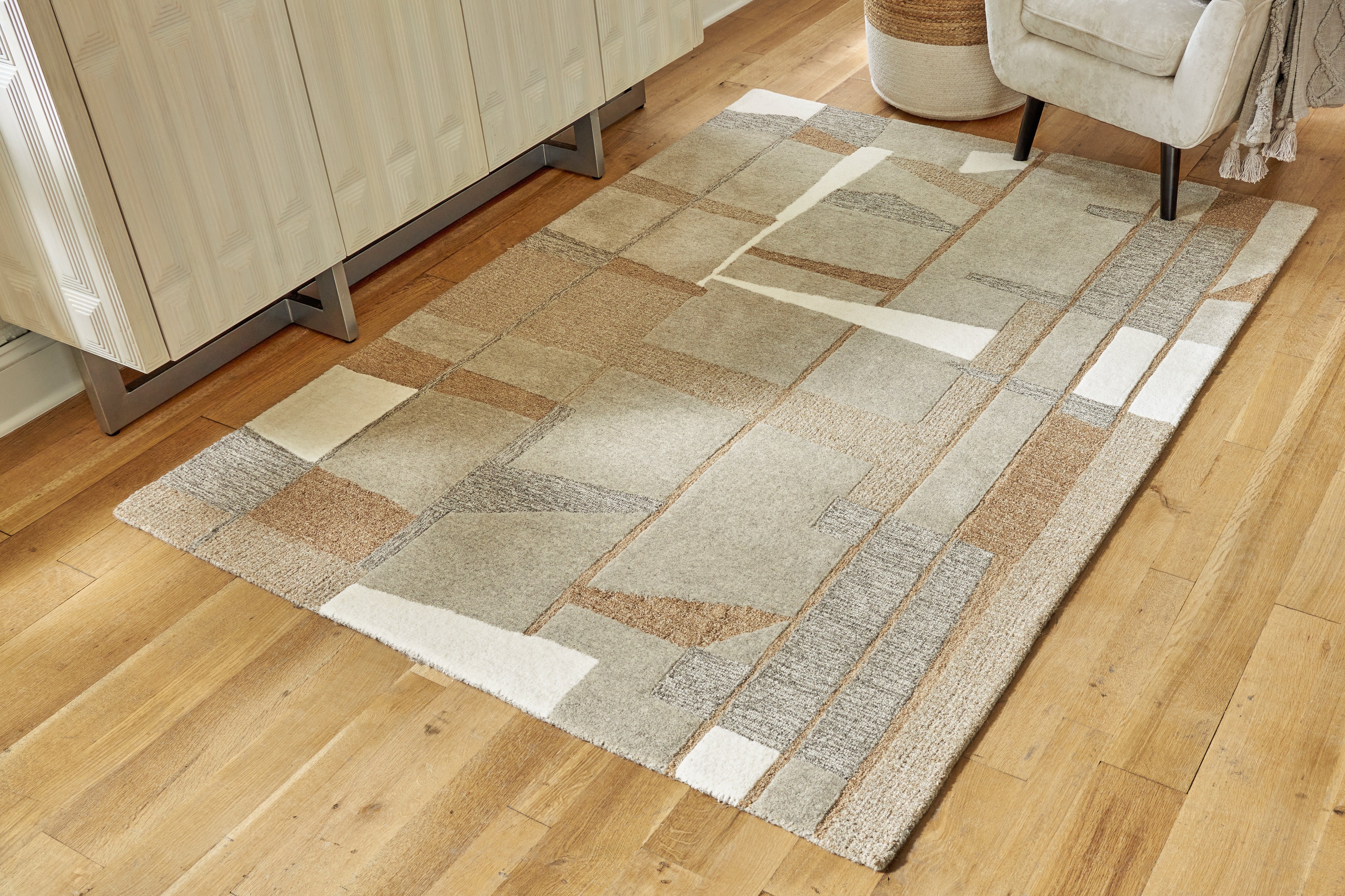 Sectionals for Less - Ashley Furniture - Abbotton Rug - 5' x 7' Rug / Taupe/Gray/Caramel - R406332