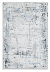 Sectionals for Less - Ashley Furniture - Emertonly Rug - 5' x 7' Washable Rug / Blue/White/Gray - R406982