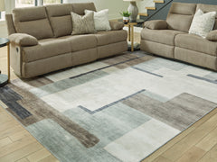 Sectionals for Less - Ashley Furniture - Larkport Rug - Washable 8' x 10' Area Rug / Cream/Brown/Gray - R407411