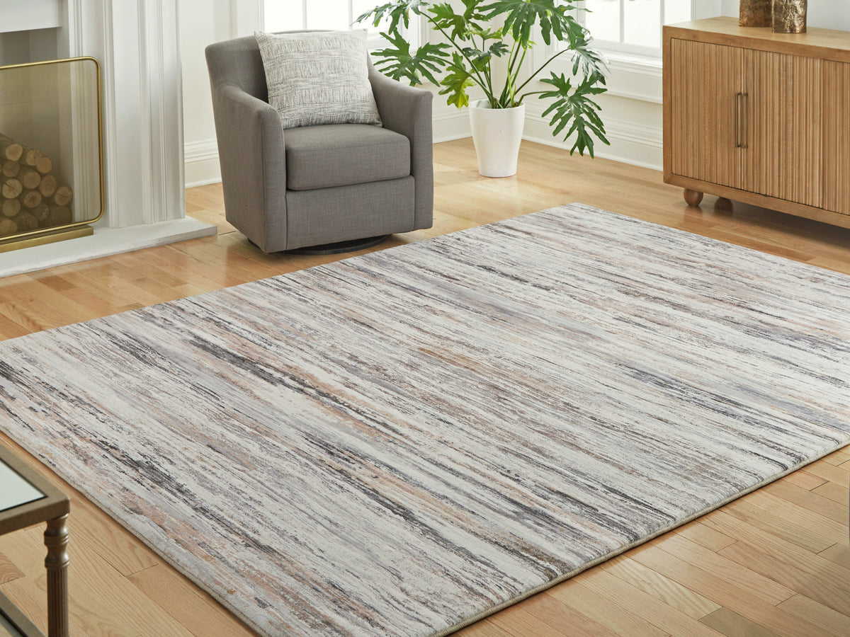 Sectionals for Less - Ashley Furniture - Nace Rug - 5' x 7' Area Rug / Gray/Brown/White - R407472