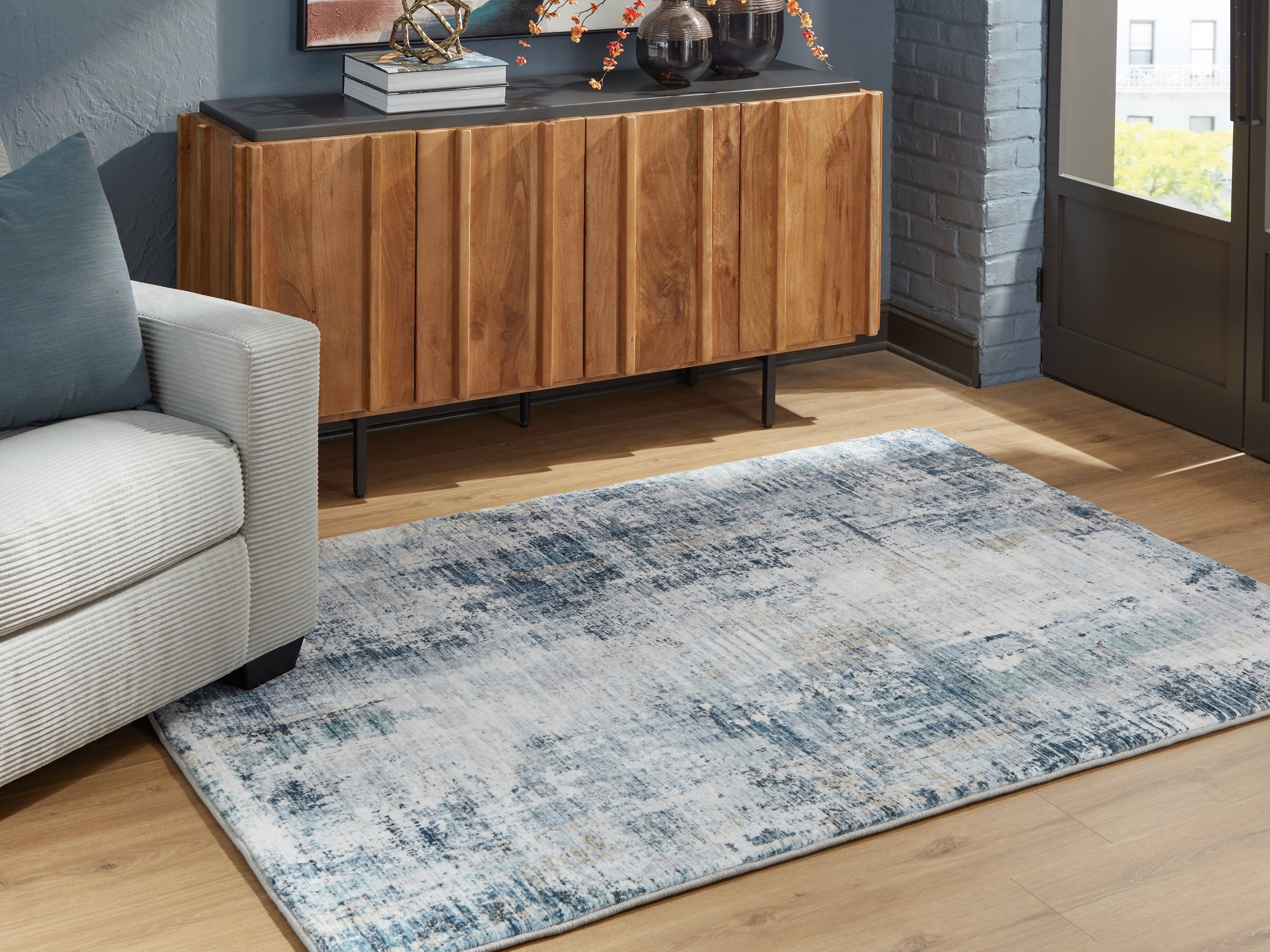 Sectionals for Less - Ashley Furniture - Arlenmont Rug - 5' x 7' Area Rug / Blue/White/Brown - R407482