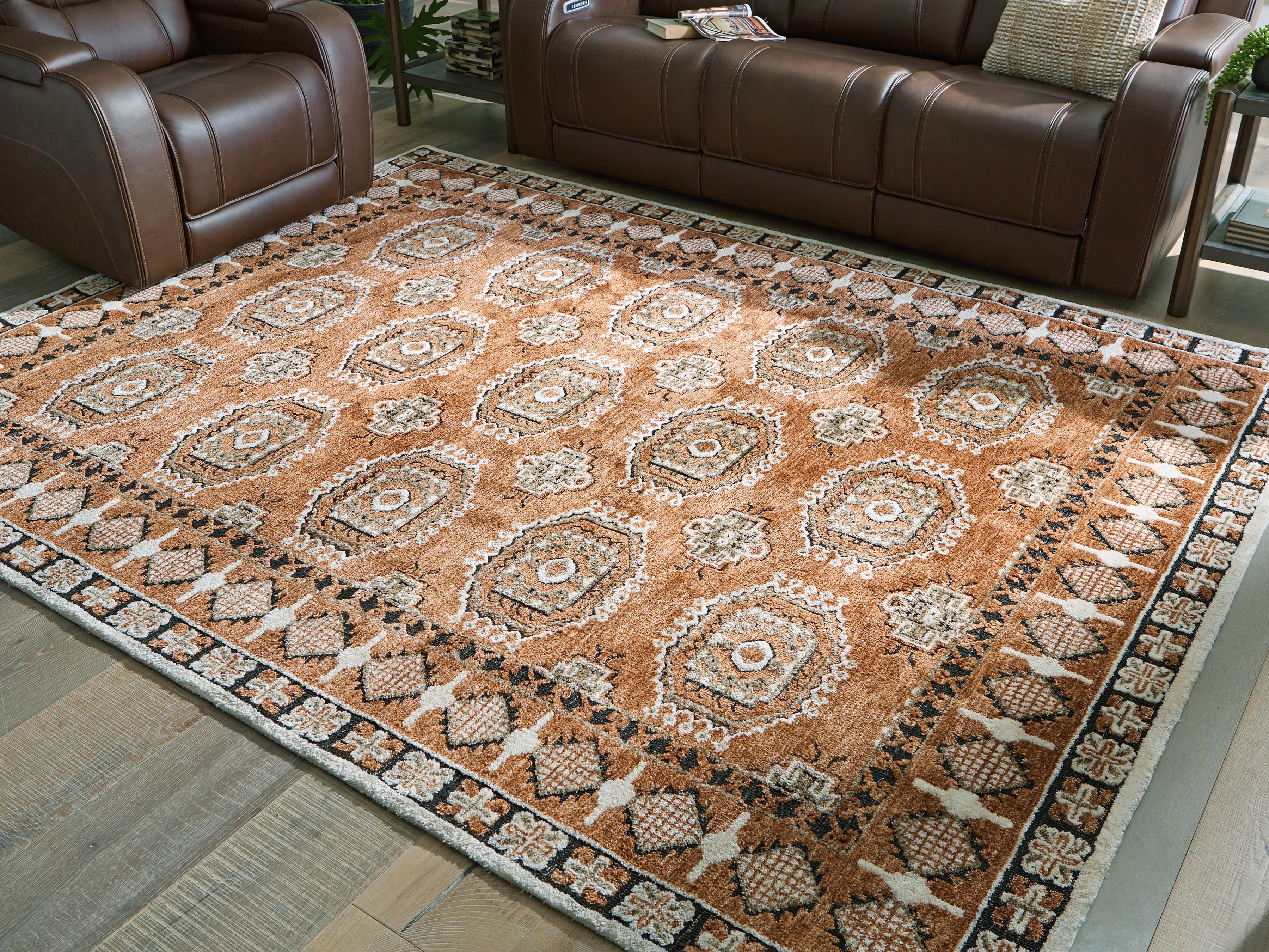Sectionals for Less - Ashley Furniture - Qaabiz Rug - 5' x 7' Area Rug / Sienna/Ivory/Black - R407522