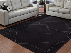 Sectionals for Less - Ashley Furniture - Marav Rug - 7'8" x 10' Area Rug / Black/White - R407531