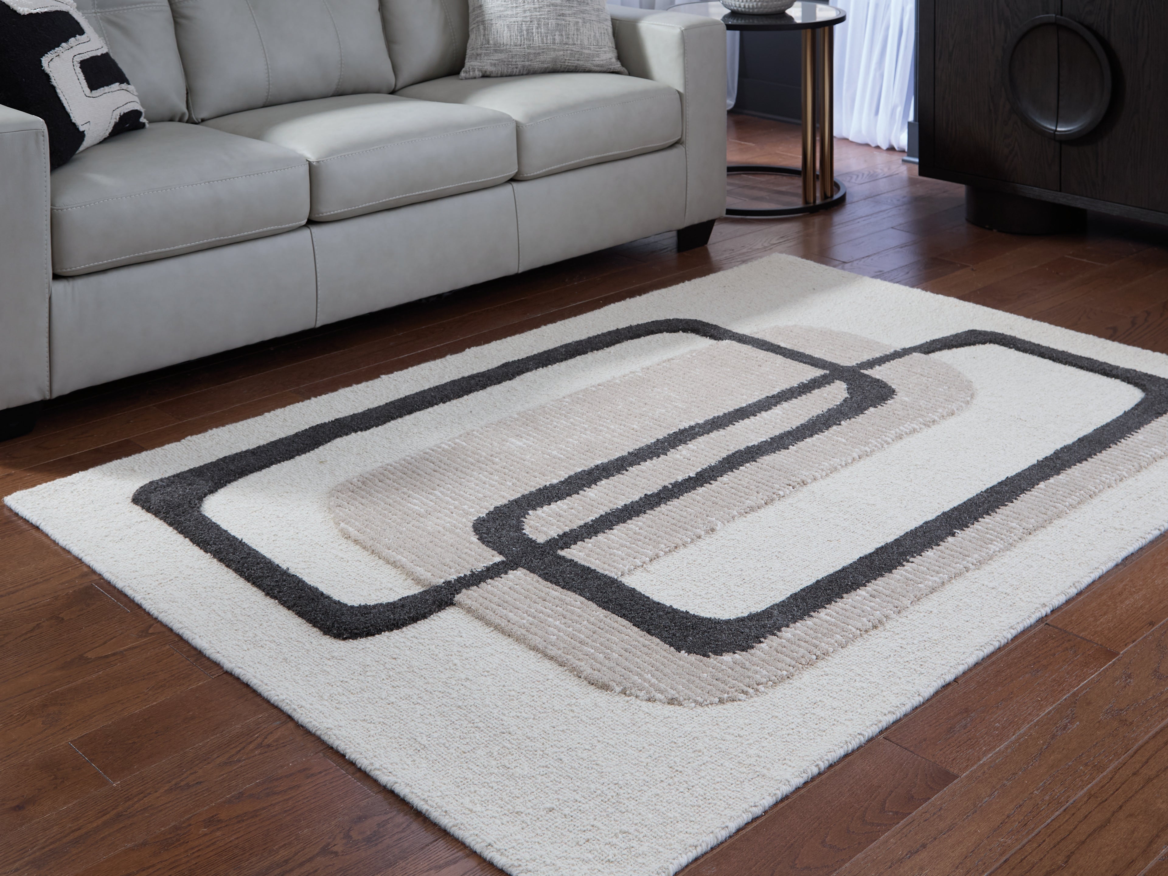 Sectionals for Less - Ashley Furniture - Davismour Rug - 5' x 7' Area Rug / Ivory/Taupe/Charcoal - R407562