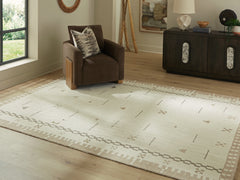 Sectionals for Less - Ashley Furniture - Dot Rug - 5' x 7' Area Rug / Cream/Brown/Taupe - R407652