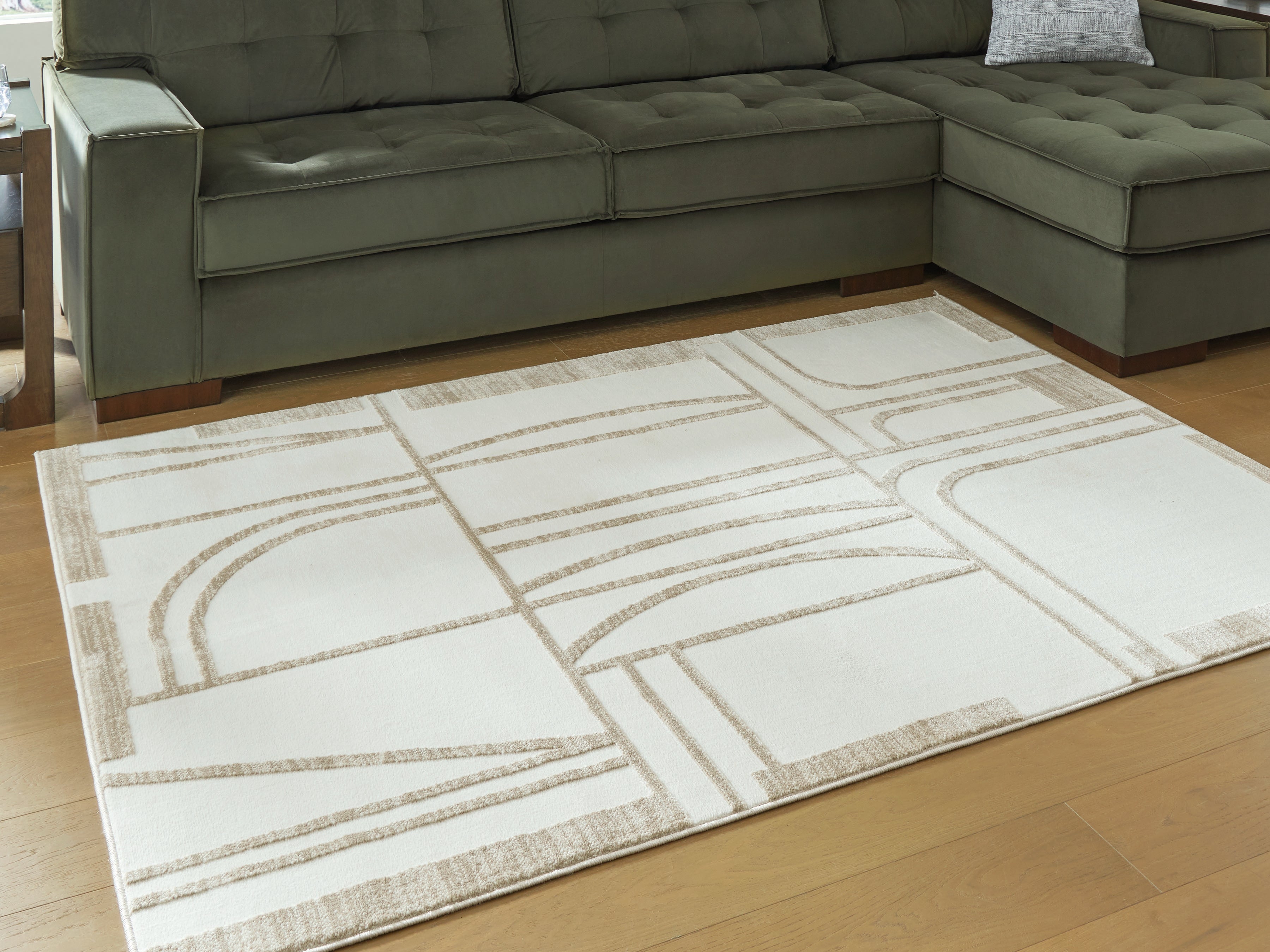 Sectionals for Less - Ashley Furniture - Farongrove Rug - 5'3" x 7' Area Rug / Ivory/Beige - R407672