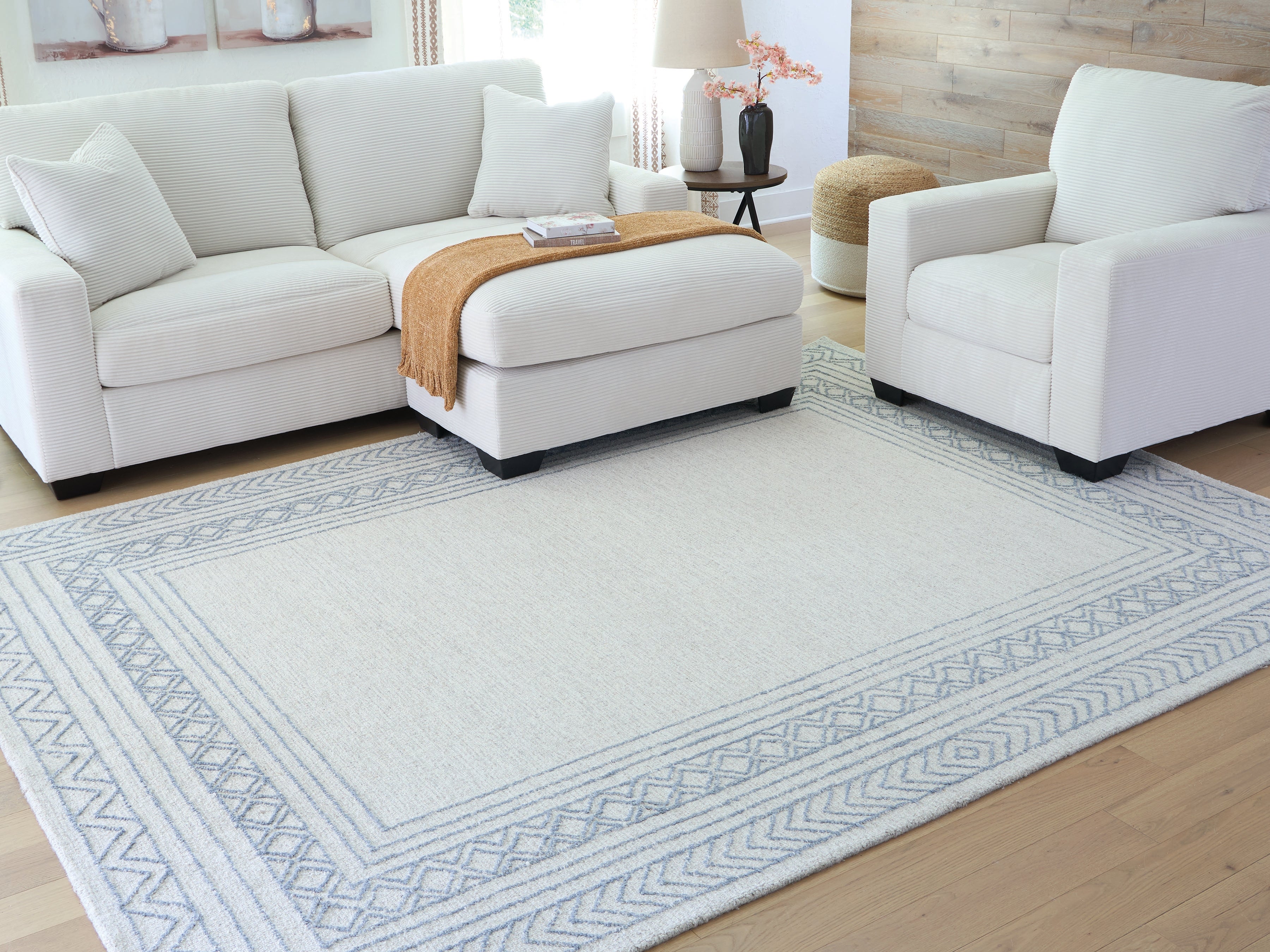 Sectionals for Less - Ashley Furniture - Azelhurst Rug - 7'8" x 10' Area Rug / Blue/Ivory/Gray - R407851