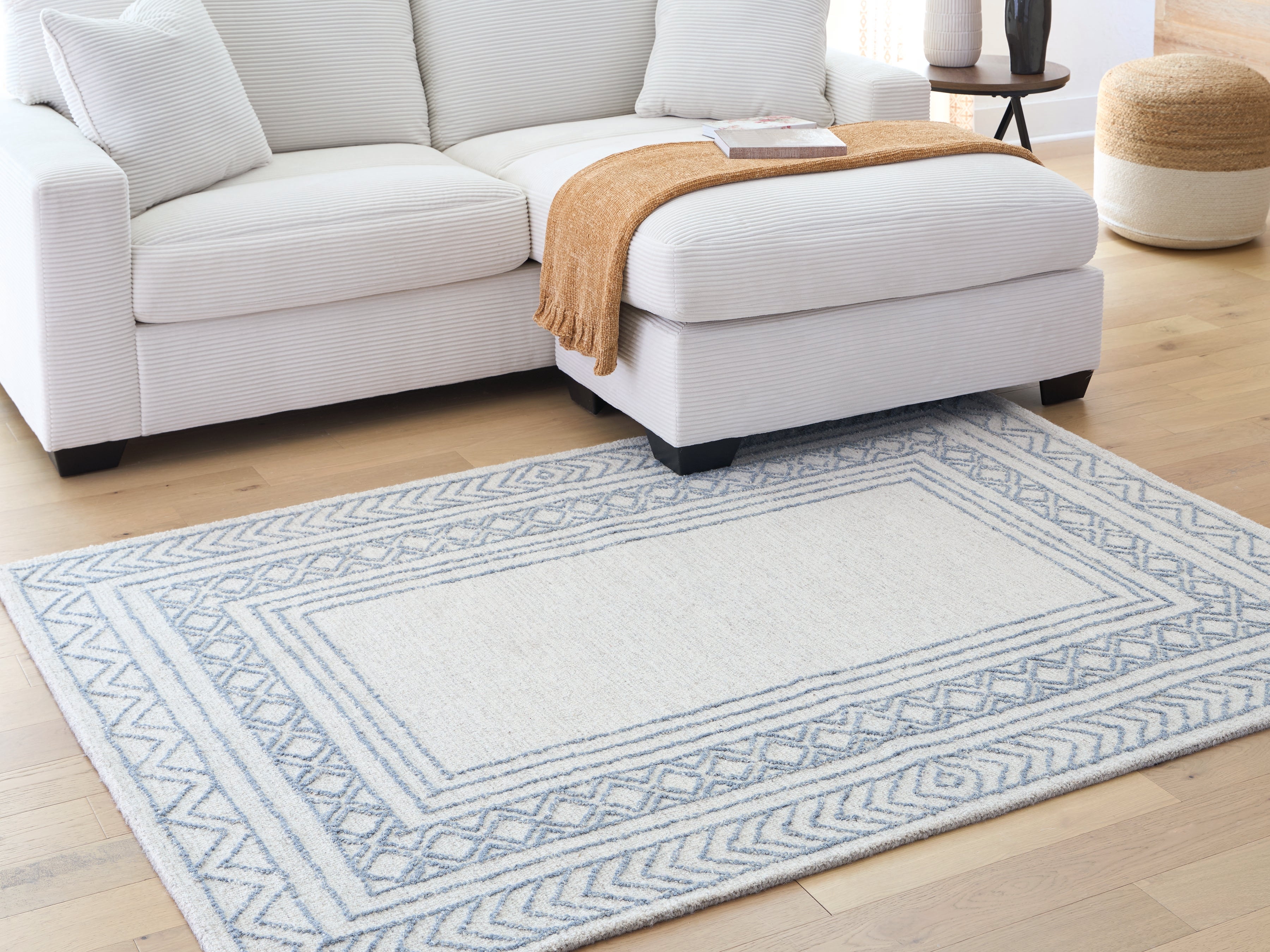 Sectionals for Less - Ashley Furniture - Azelhurst Rug - 5' x 7' Area Rug / Blue/Ivory/Gray - R407852