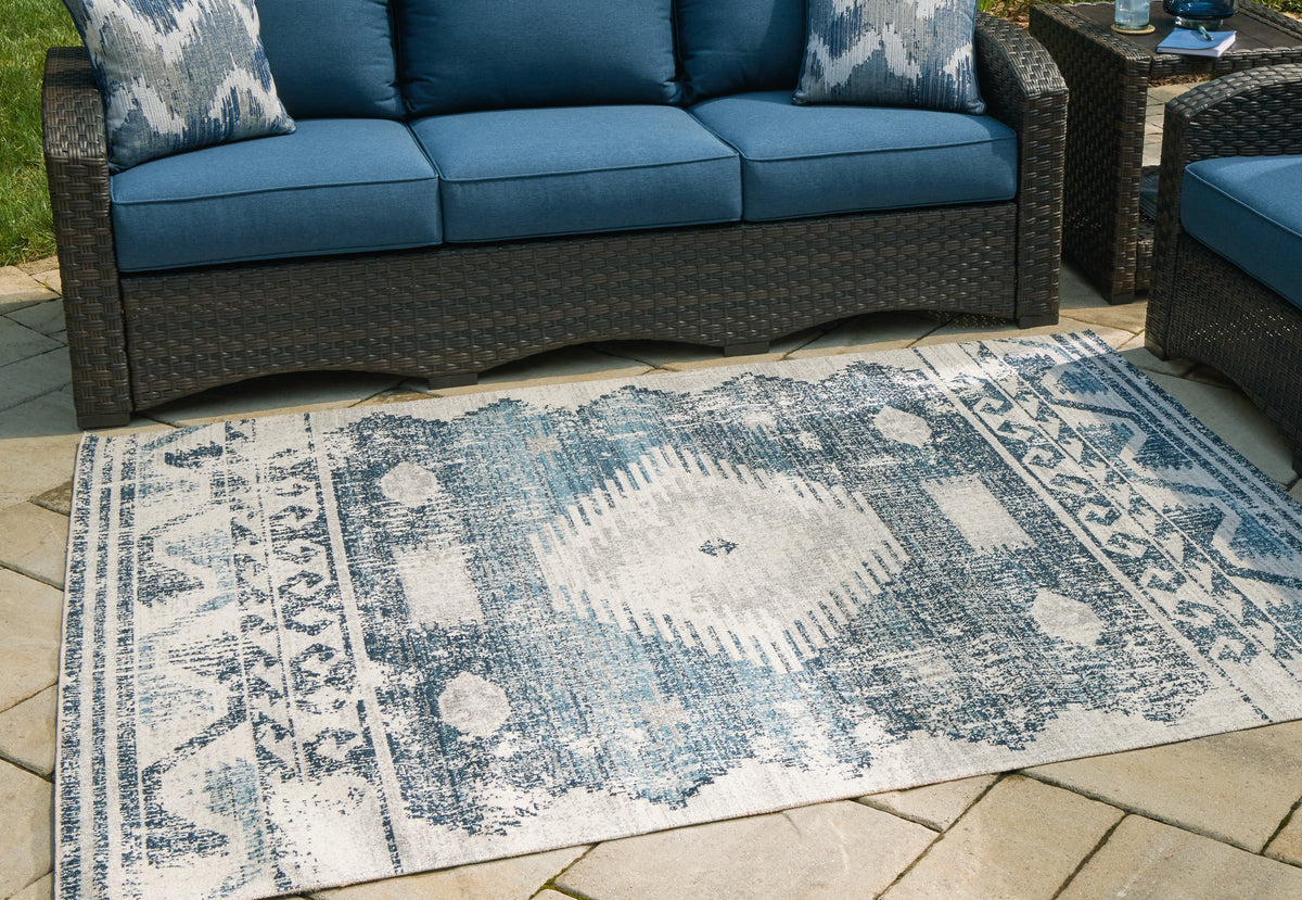 Sectionals for Less - Ashley Furniture - Daddridge Rug - 8' x 10' Rug / Blue/Gray/Ivory - R900101