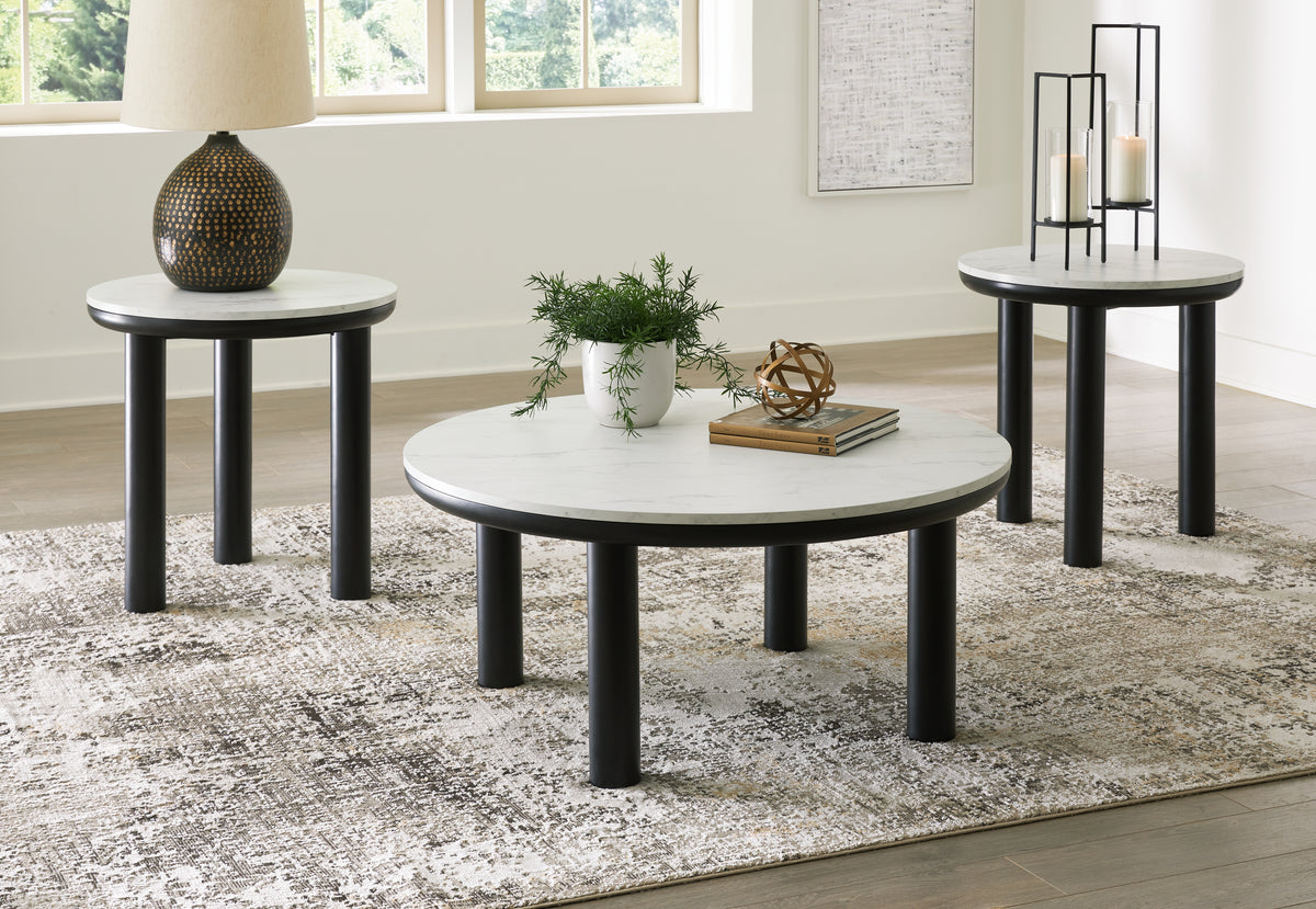 Sectionals for Less - Ashley Furniture - Xandrum Table (Set of 3) - Occasional Table Set (3/CN) / Black/White - T159-13