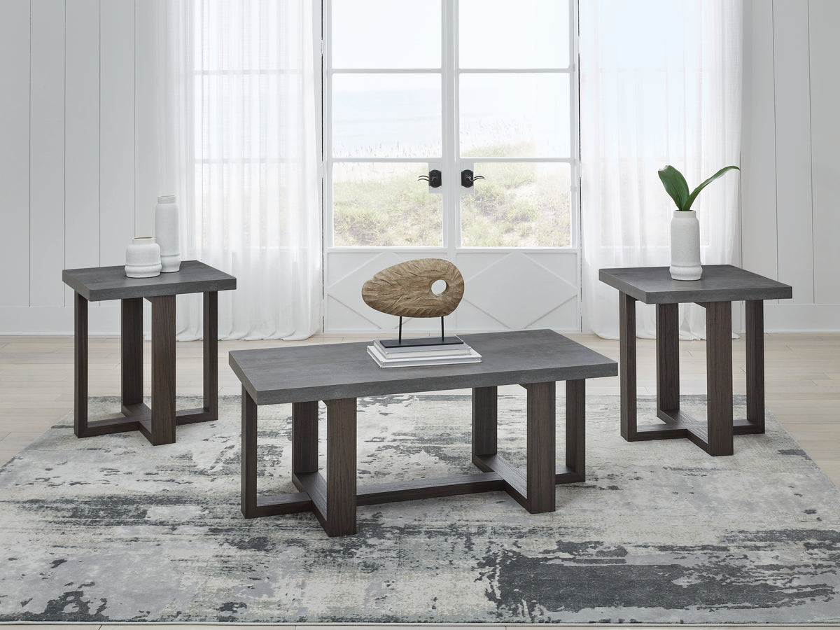 Sectionals for Less - Ashley Furniture - Dynnford Table (Set of 3) - Occasional Table Set (3/CN) / Gray/Brown - T216-13