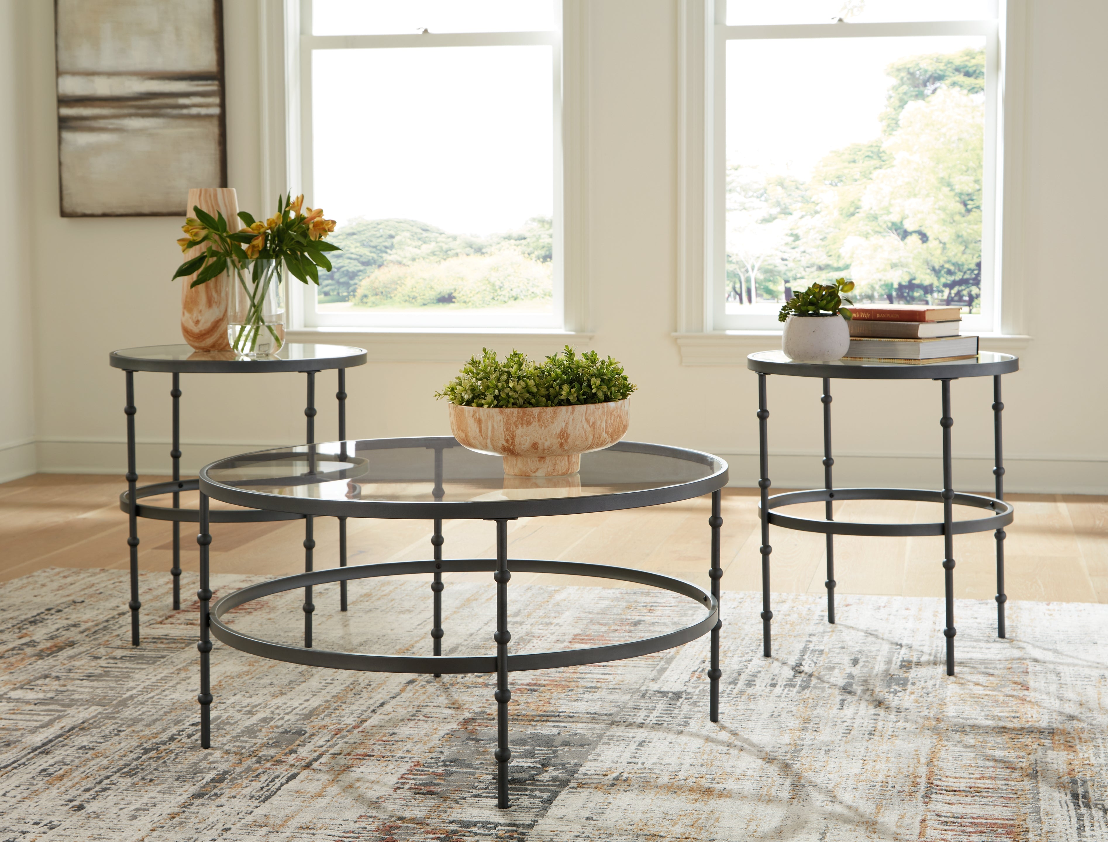 Sectionals for Less - Ashley Furniture - Kellyco Table (Set of 3) - Occasional Table Set (3/CN) / Gunmetal - T246-13