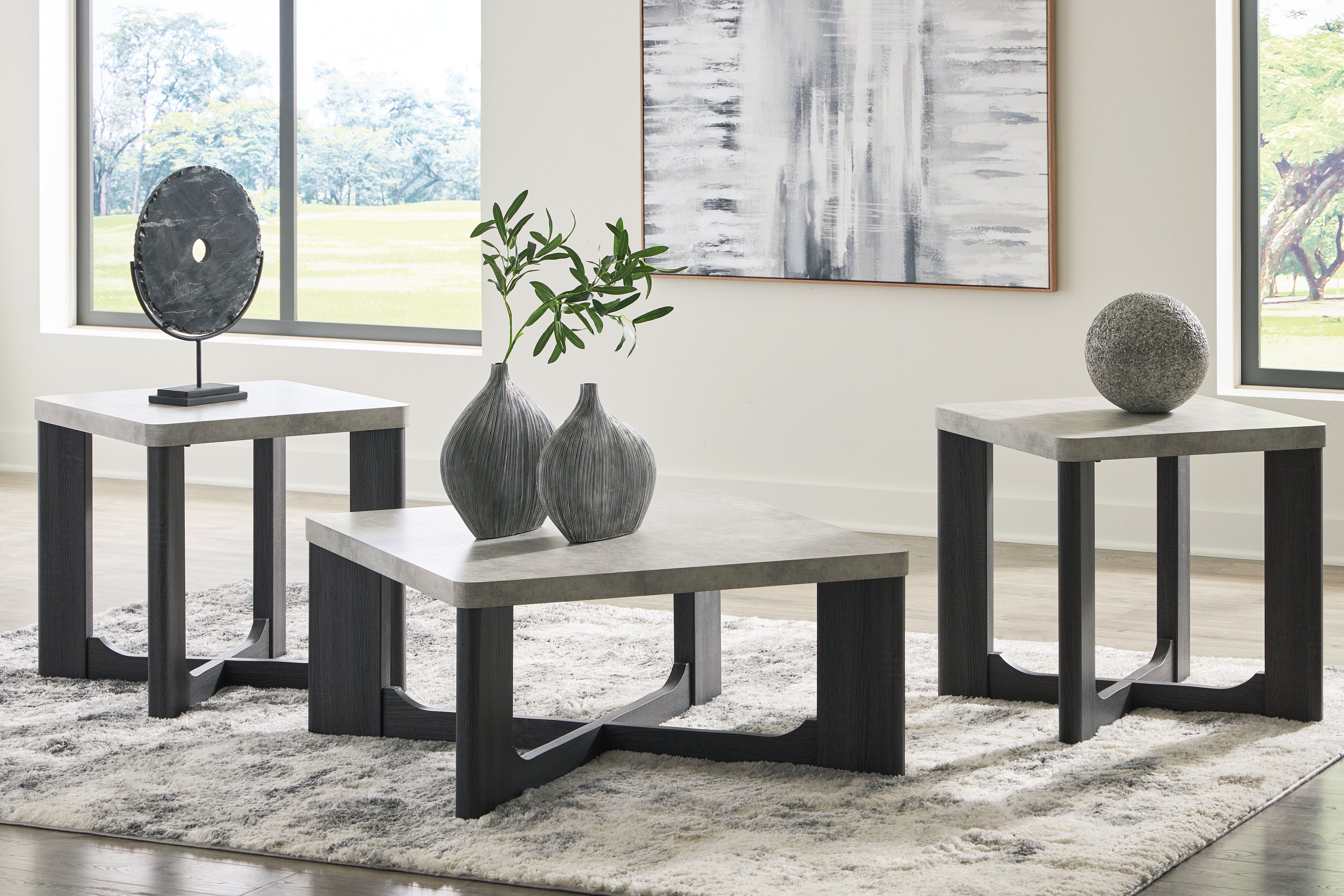 Sectionals for Less - Ashley Furniture - Sharstorm Table (Set of 3) - Occasional Table Set (3/CN) / Two-tone Gray - T251-13