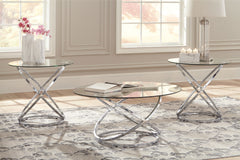 Sectionals for Less - Ashley Furniture - Hollynyx Table (Set of 3) - Occasional Table Set (3/CN) / Chrome Finish - T270-13