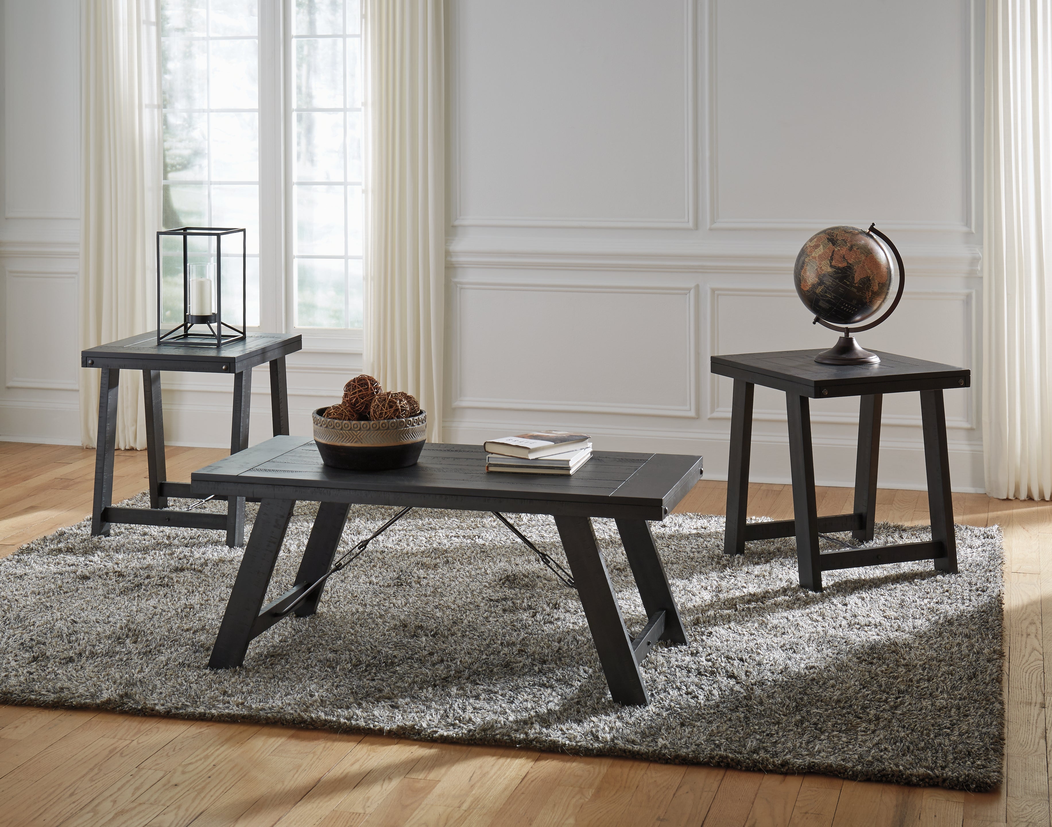 Sectionals for Less - Ashley Furniture - Noorbrook Table (Set of 3) - Occasional Table Set (3/CN) / Black/Pewter - T351-13