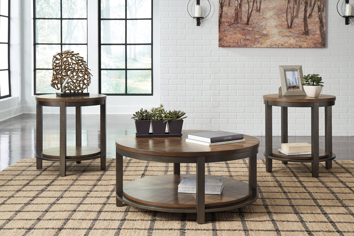 Sectionals for Less - Ashley Furniture - Roybeck Table (Set of 3) - Occasional Table Set (3/CN) / Light Brown/Bronze - T411-13