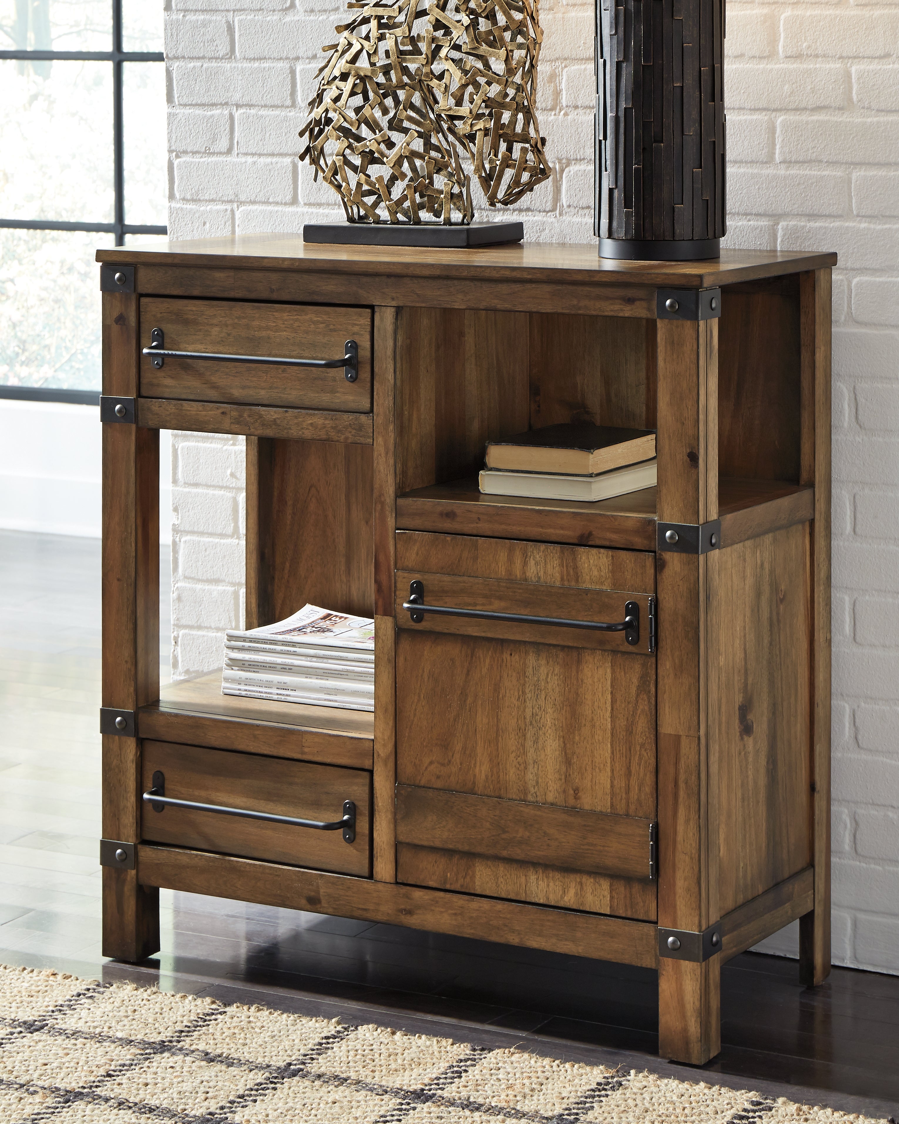 Sectionals for Less - Ashley Furniture - Roybeck Accent Cabinet - Accent Cabinet / Light Brown/Bronze - T411-40