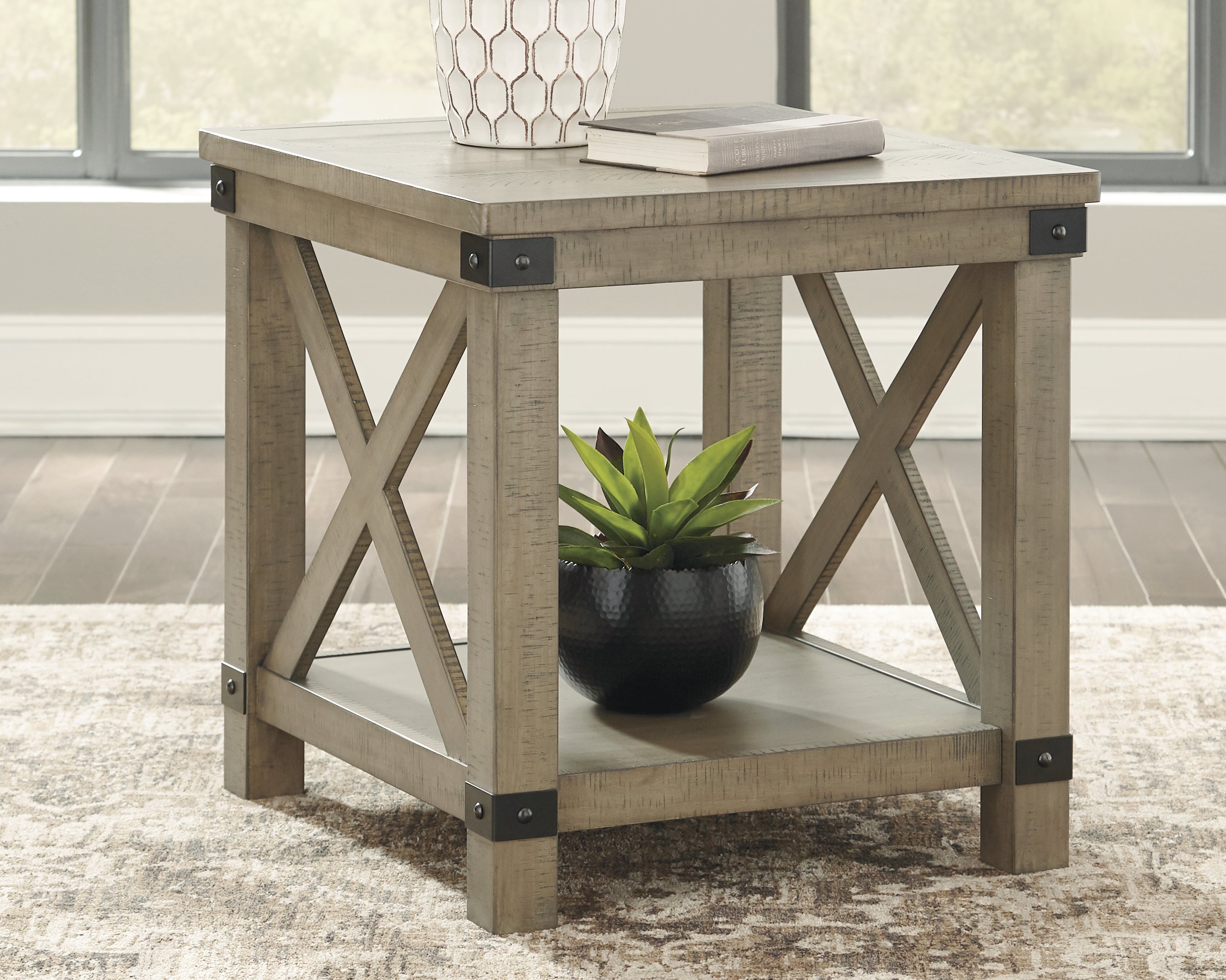 Sectionals for Less - Ashley Furniture - Aldwin End Table - Rectangular End Table / Gray - T457-3