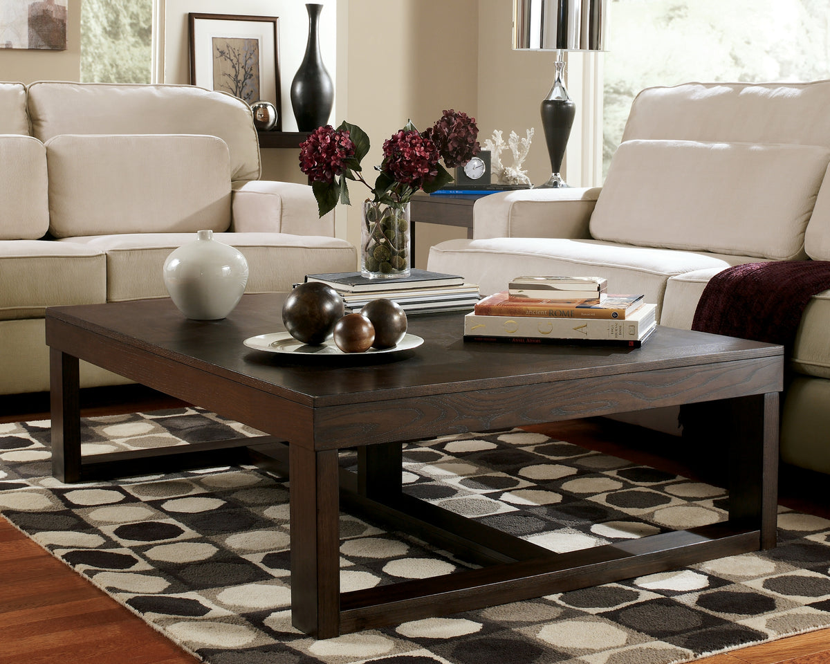 Sectionals for Less - Ashley Furniture - Watson Coffee Table - Rectangular Cocktail Table / Dark Brown - T481-1
