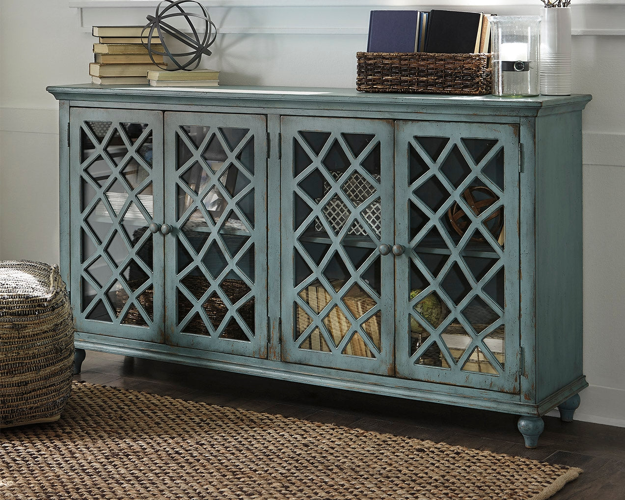 Sectionals for Less - Ashley Furniture - Mirimyn Accent Cabinet - Accent Cabinet / Antique Teal - T505-762