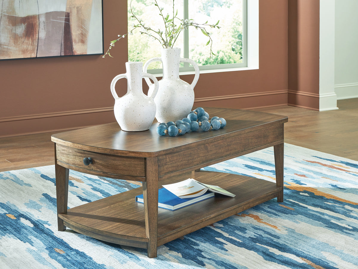 Sectionals for Less - Ashley Furniture - Burkbyer Coffee Table - Rectangular Cocktail Table / Brown - T513-1