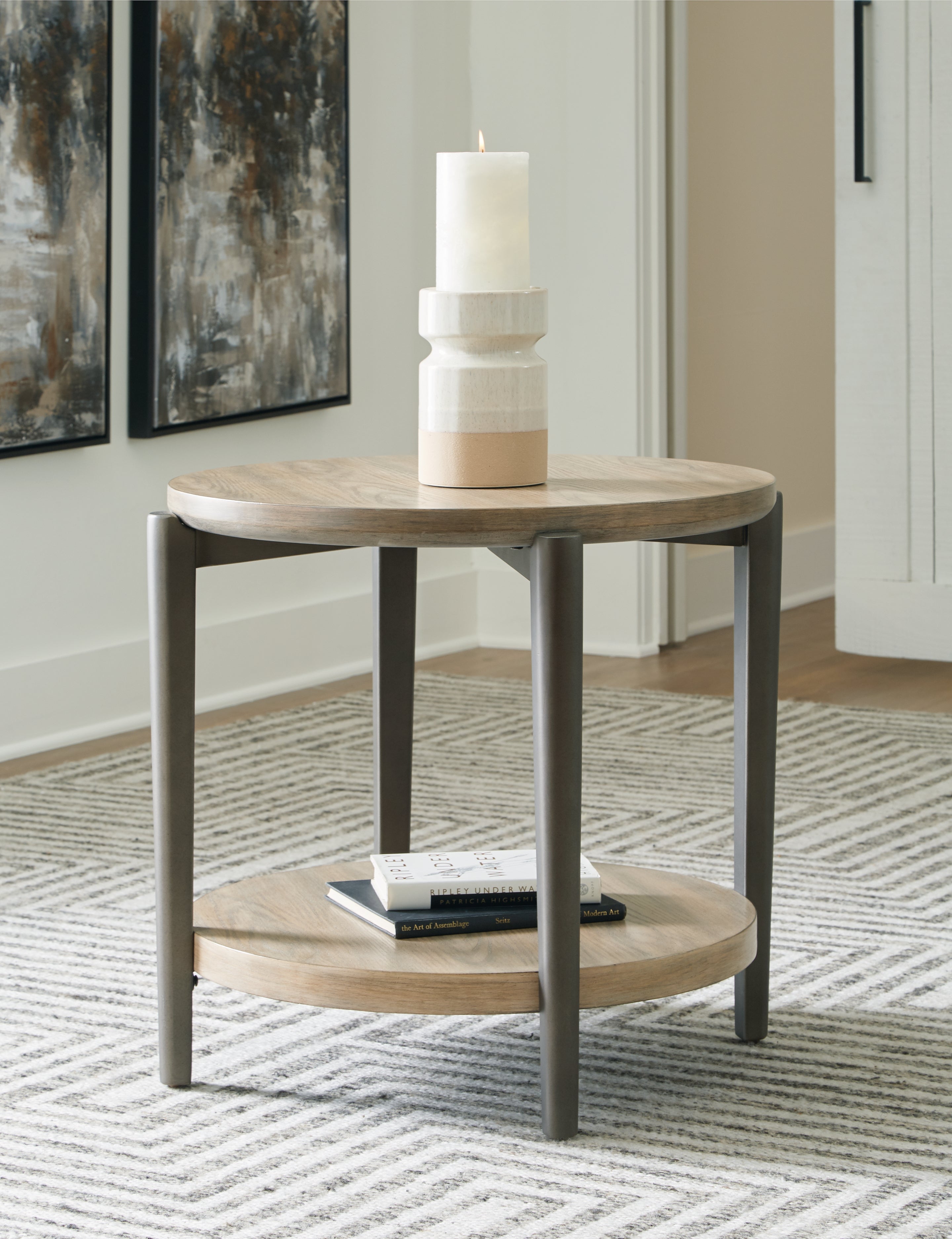 Sectionals for Less - Ashley Furniture - Dyonton End Table - Round End Table / Light Grayish Brown - T574-6