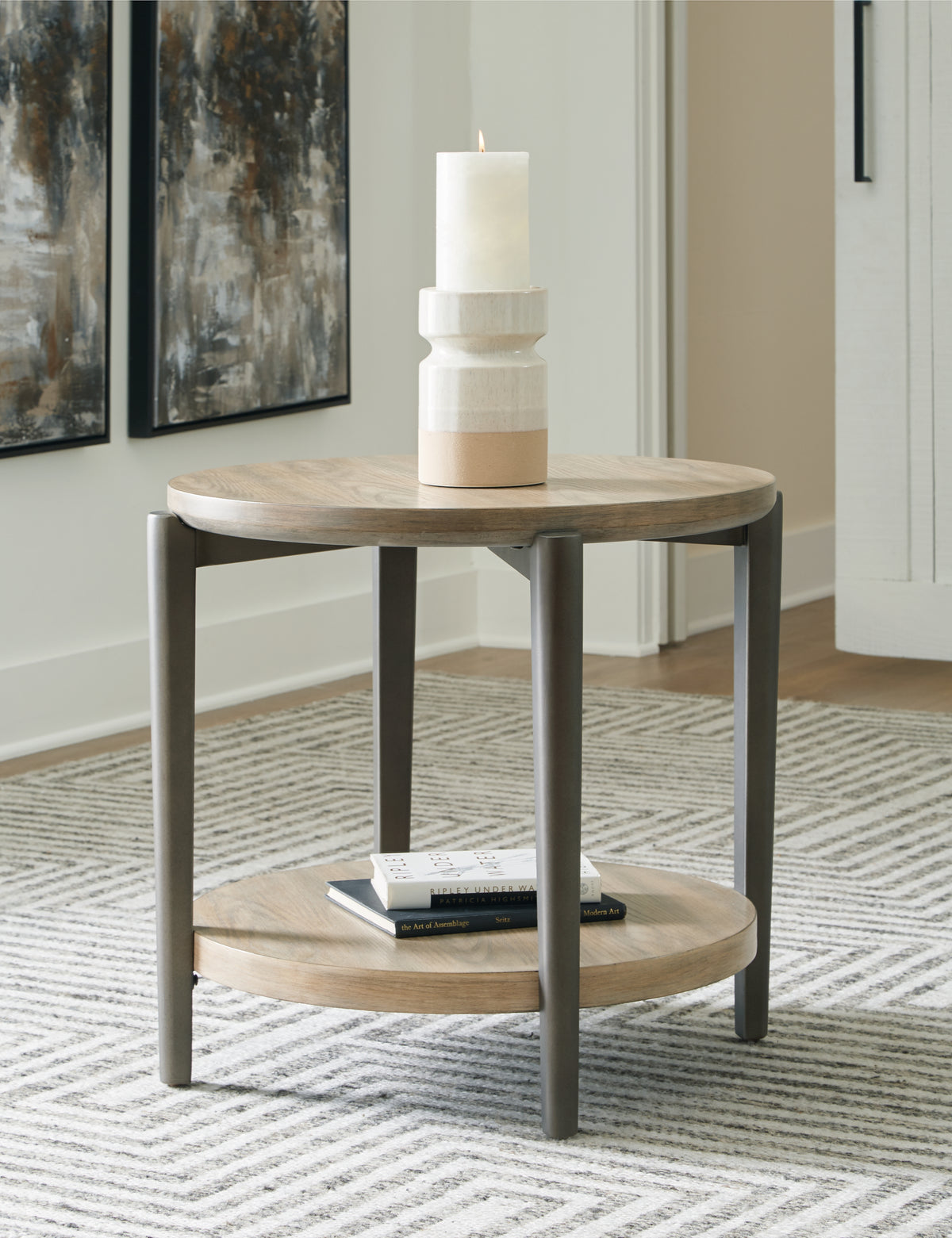 Sectionals for Less - Ashley Furniture - Dyonton End Table - Round End Table / Light Grayish Brown - T574-6