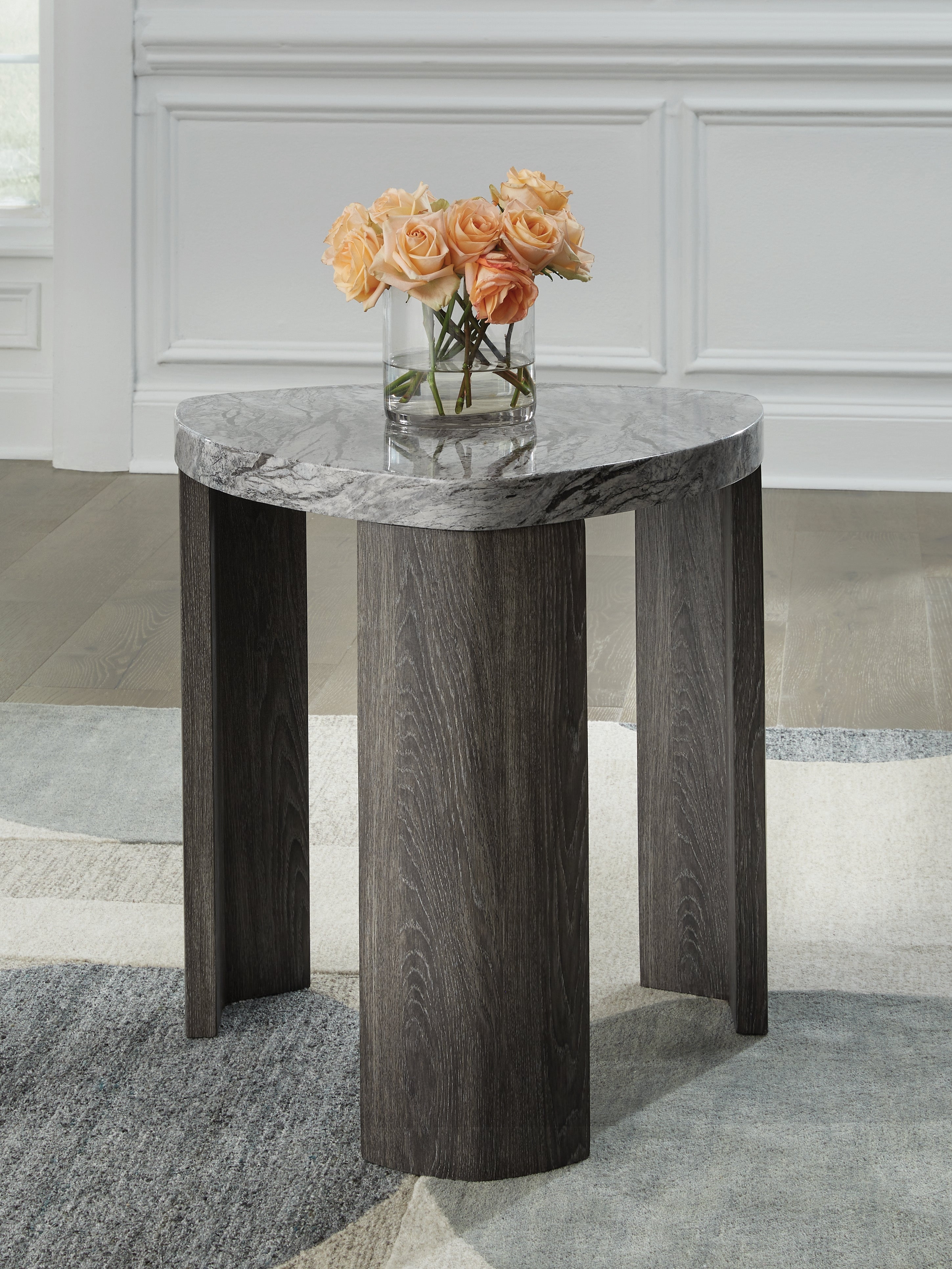 Sectionals for Less - Ashley Furniture - Surmour End Table - Triangle End Table / Gray/Brown - T600-6