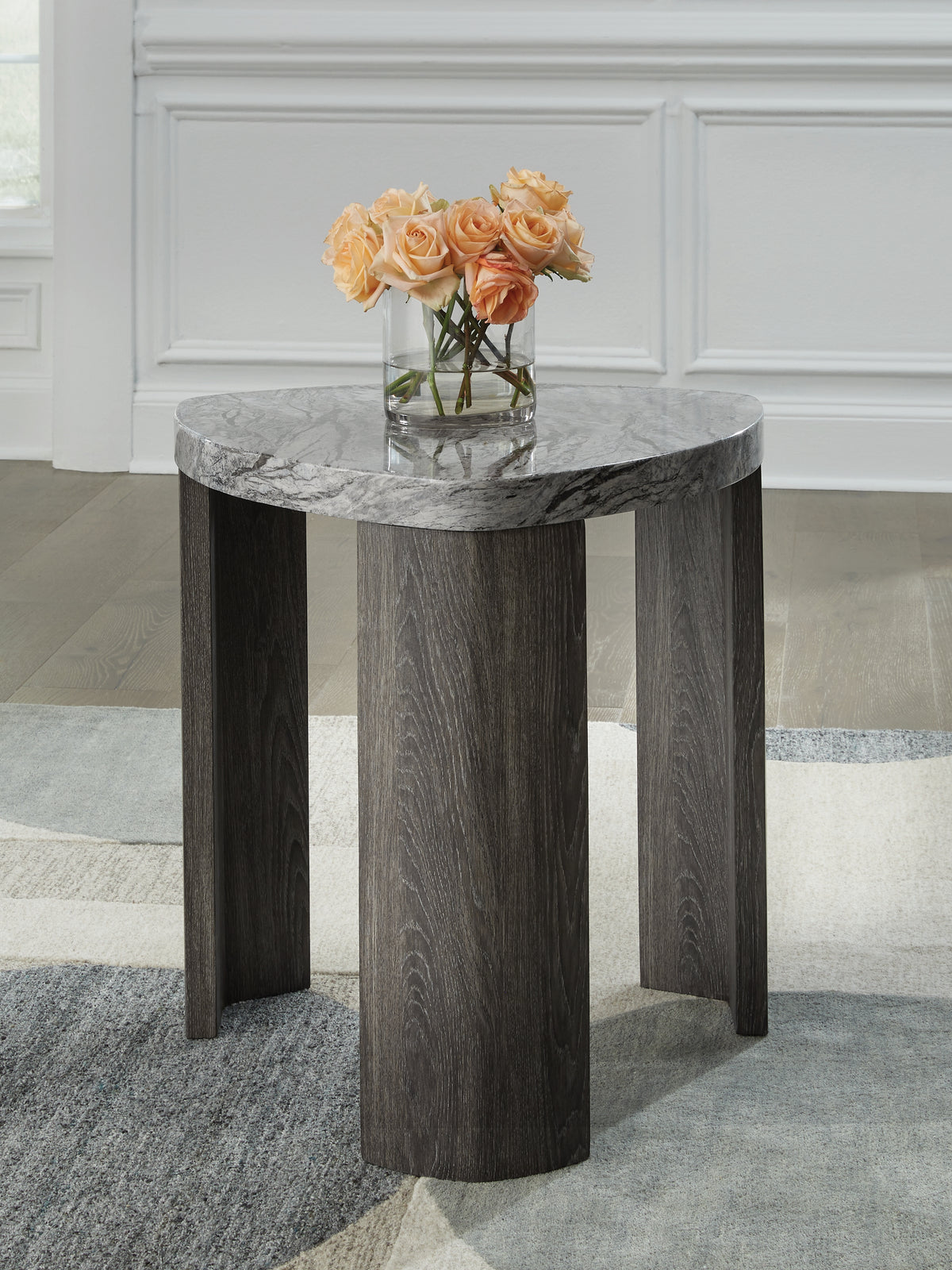Sectionals for Less - Ashley Furniture - Surmour End Table - Triangle End Table / Gray/Brown - T600-6