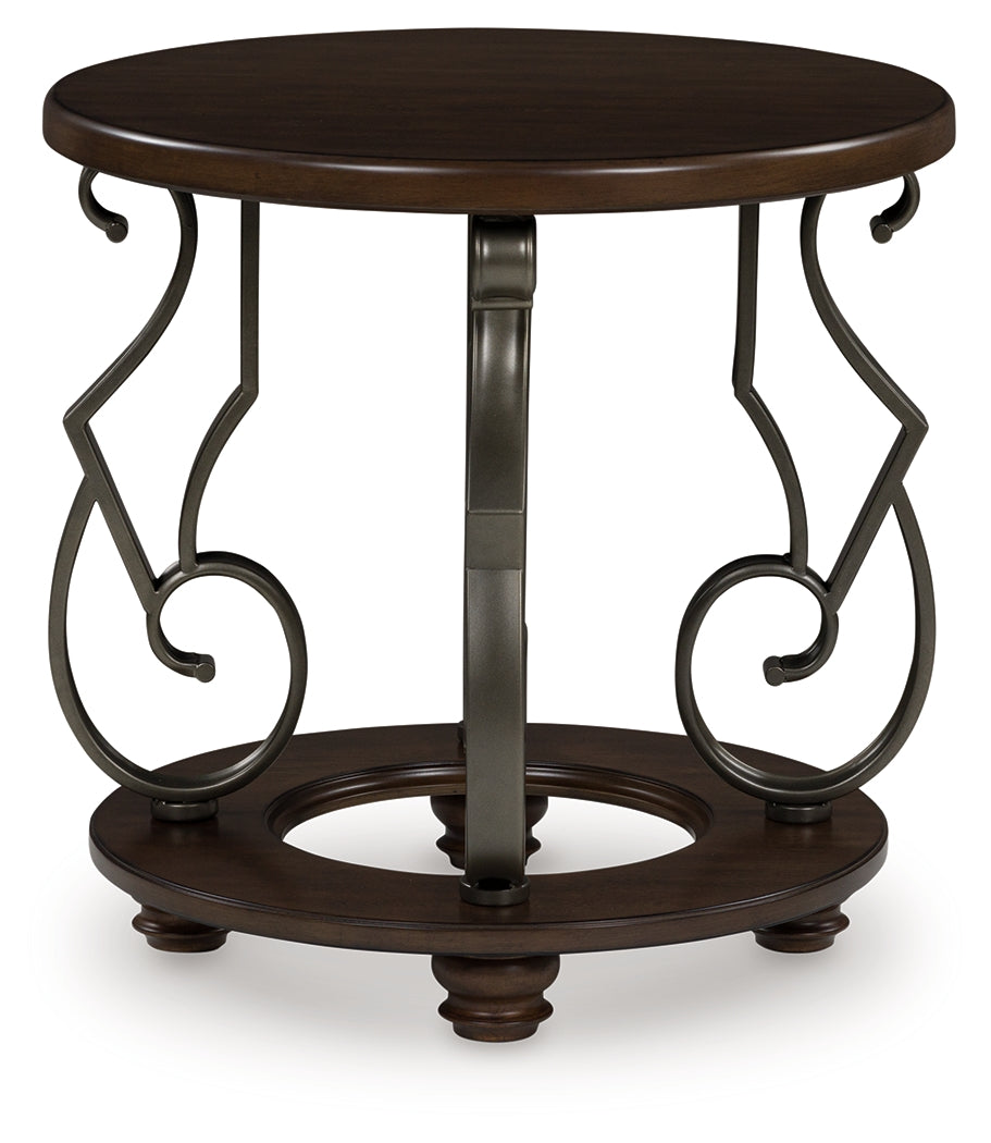 Sectionals for Less - Ashley Furniture - Frallyn End Table - Round End Table / Dark Brown - T623-6