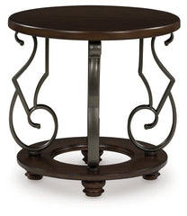 Sectionals for Less - Ashley Furniture - Frallyn End Table - Round End Table / Dark Brown - T623-6