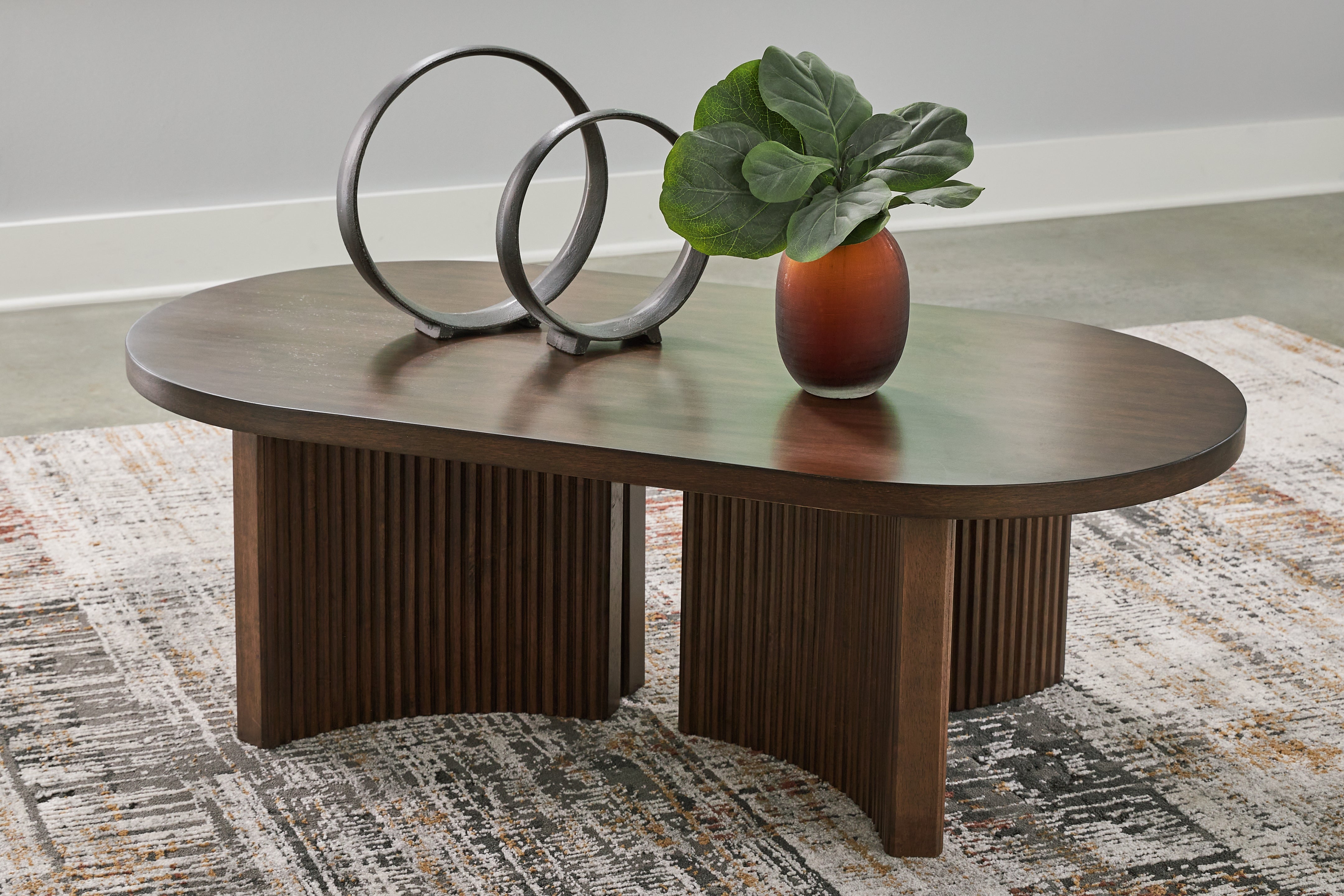 Sectionals for Less - Ashley Furniture - Korestone Coffee Table - Rectangular Cocktail Table / Dark Brown - T438-1