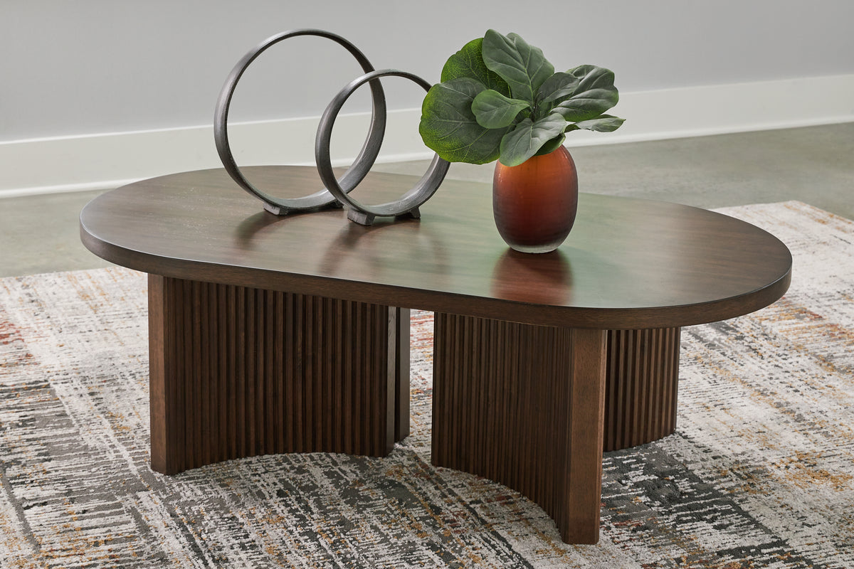 Sectionals for Less - Ashley Furniture - Korestone Coffee Table - Rectangular Cocktail Table / Dark Brown - T438-1