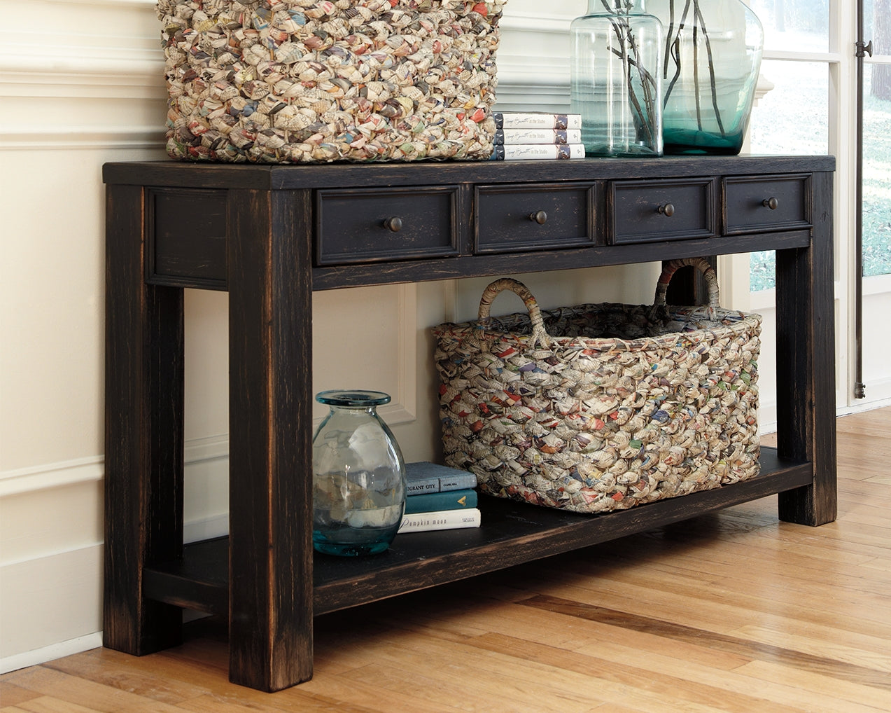 Sectionals for Less - Ashley Furniture - Gavelston Sofa/Console Table - Sofa Table / Black - T732-4