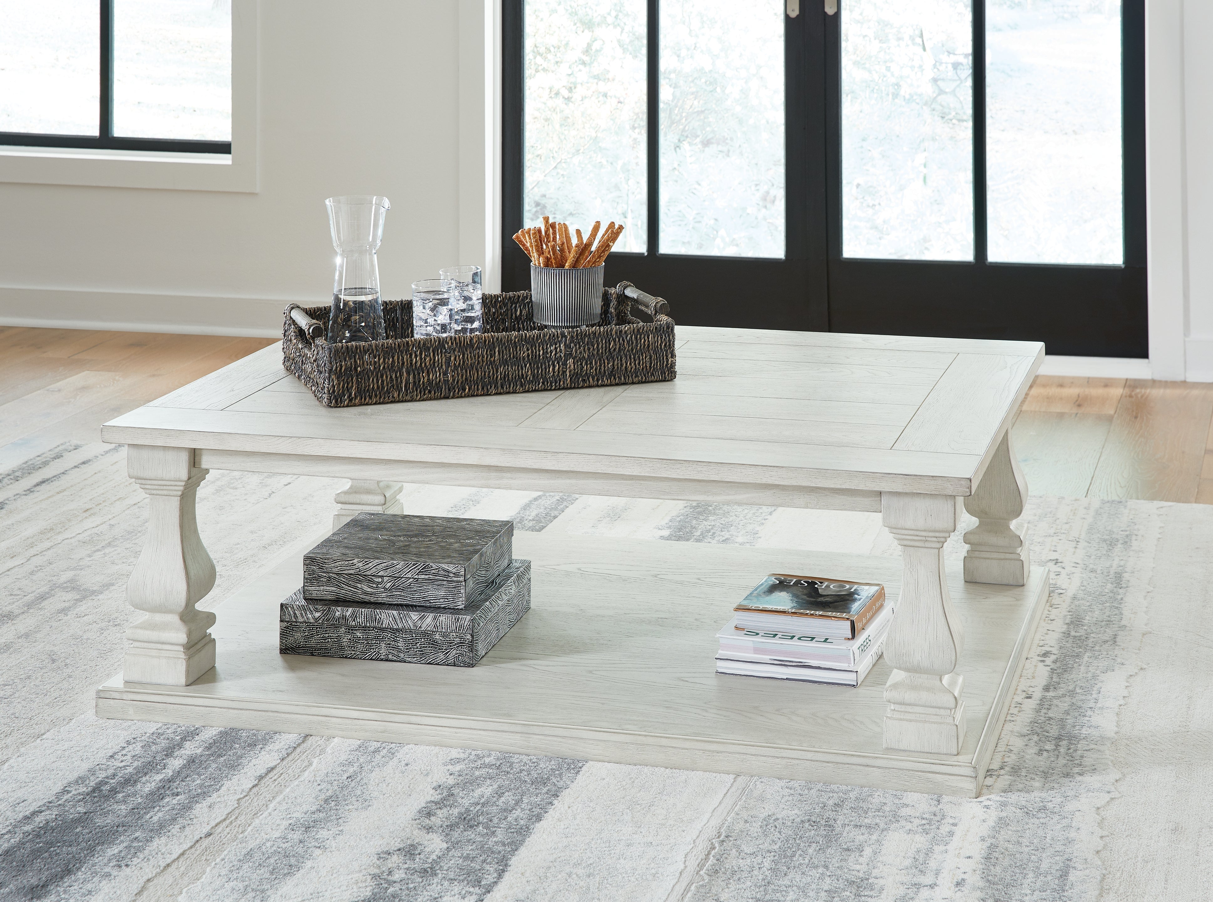 Sectionals for Less - Ashley Furniture - Arlendyne Coffee Table - Rectangular Cocktail Table / Antique White - T747-1