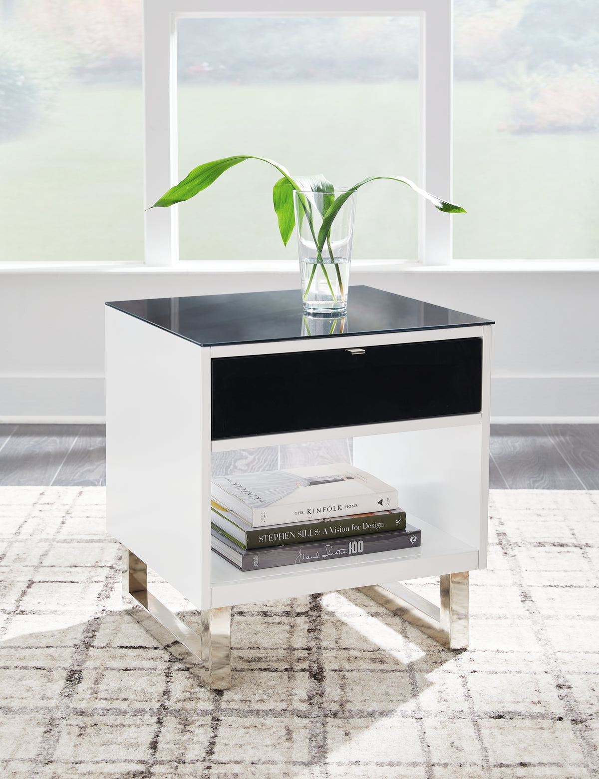 Sectionals for Less - Ashley Furniture - Gardoni End Table - Rectangular End Table / White/Black - T756-3