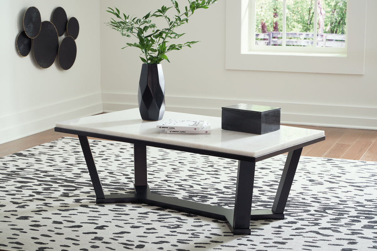 Sectionals for Less - Ashley Furniture - Fostead Coffee Table - Rectangular Cocktail Table / White/Espresso - T770-1