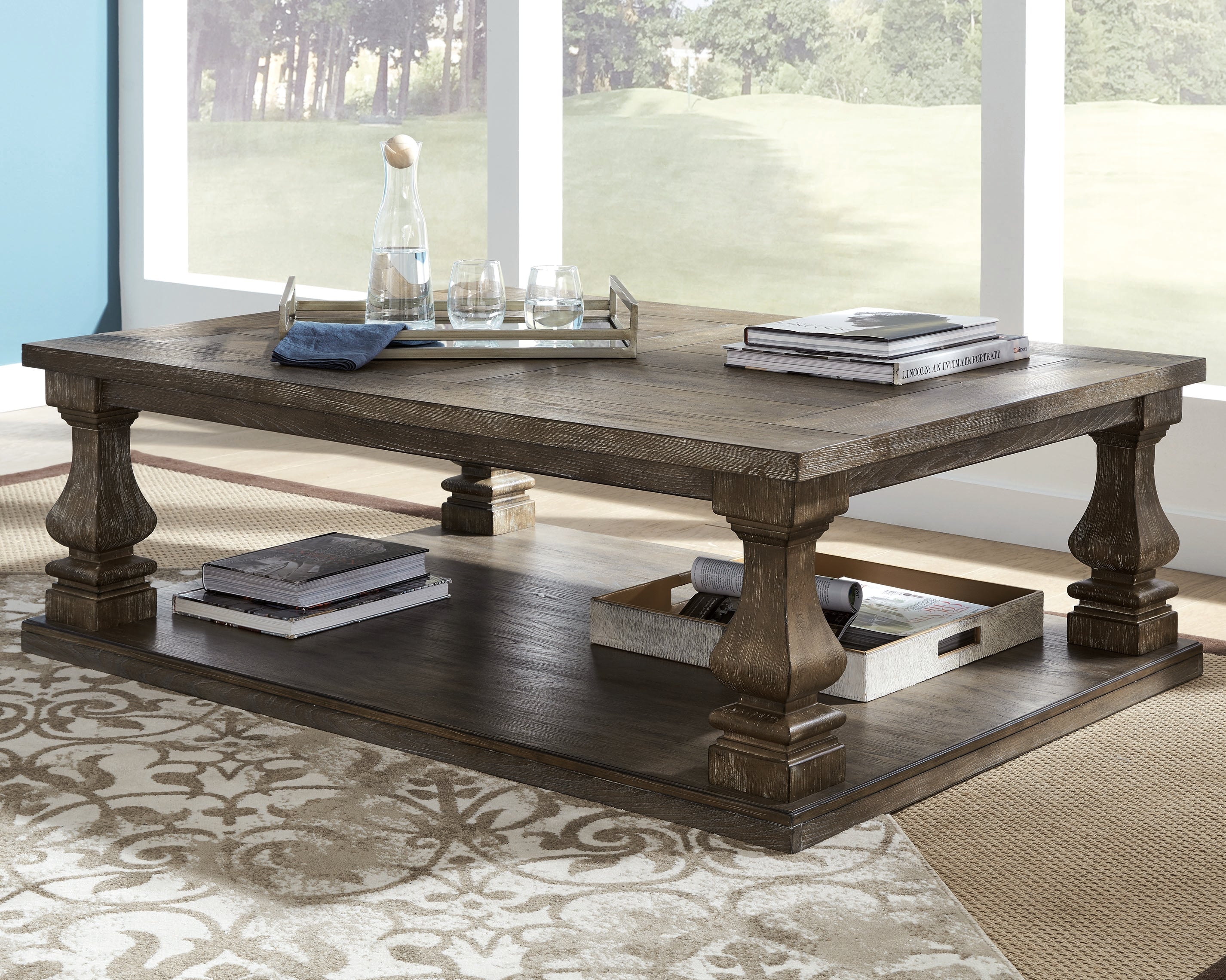 Sectionals for Less - Ashley Furniture - Johnelle Coffee Table - Rectangular Cocktail Table / Gray - T776-1